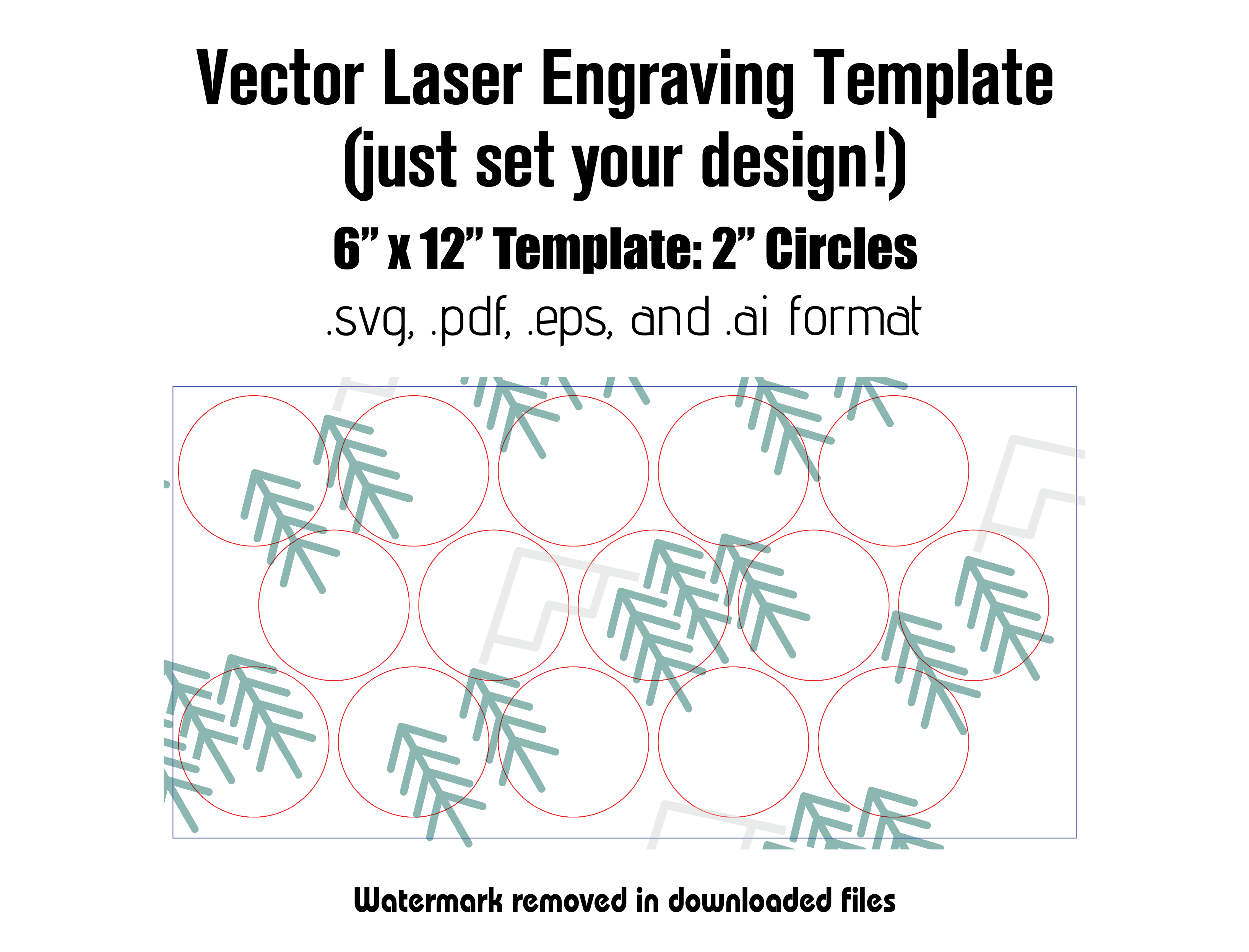 Digital Laser Cutting Template: 2" Circles - 6" x 12" Sheet Size Digital Laser Engraving Files Craftworks NW 