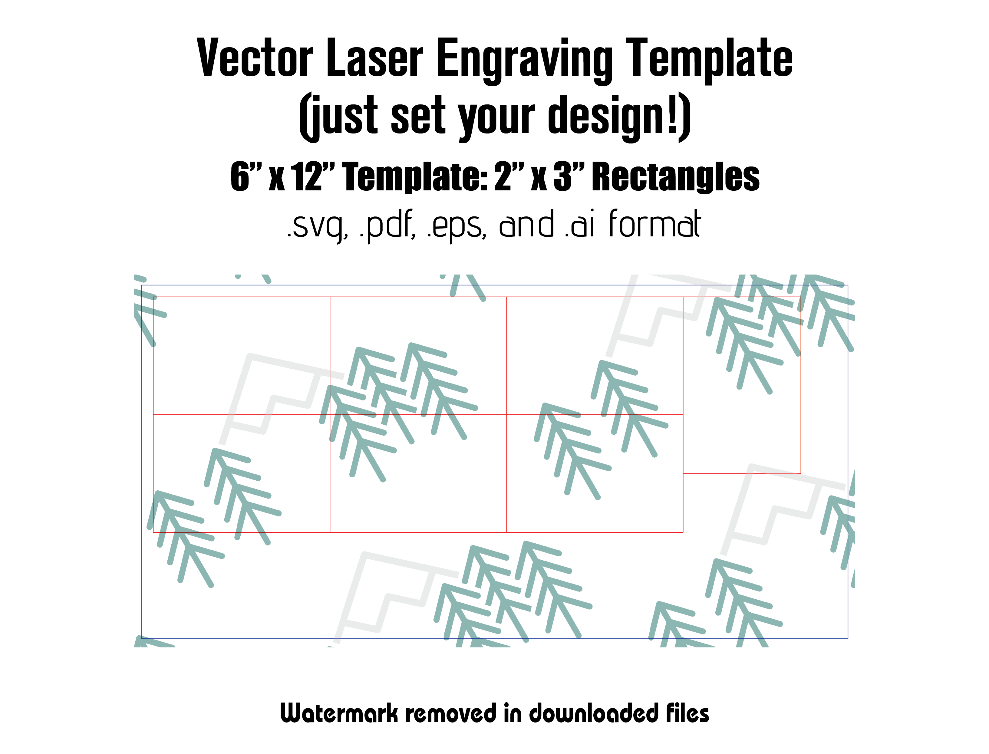 Digital Laser Cutting Template: 2" x 3" Rectangles - 6" x 12" Sheet Size Digital Laser Engraving Files Craftworks NW 
