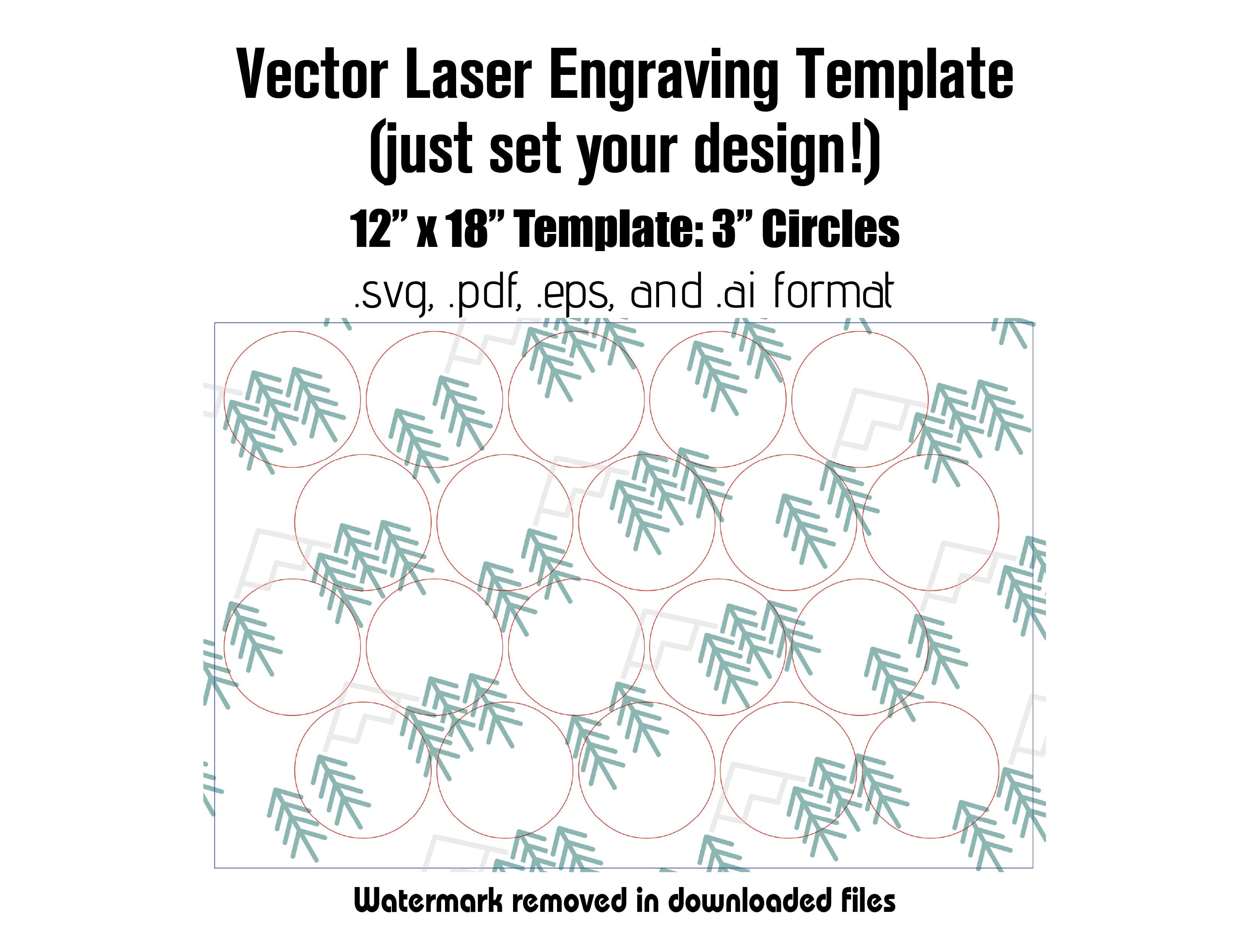 Digital Laser Cutting Template: 3" Circles - 12" x 18" Sheet Size Digital Laser Engraving Files Craftworks NW 