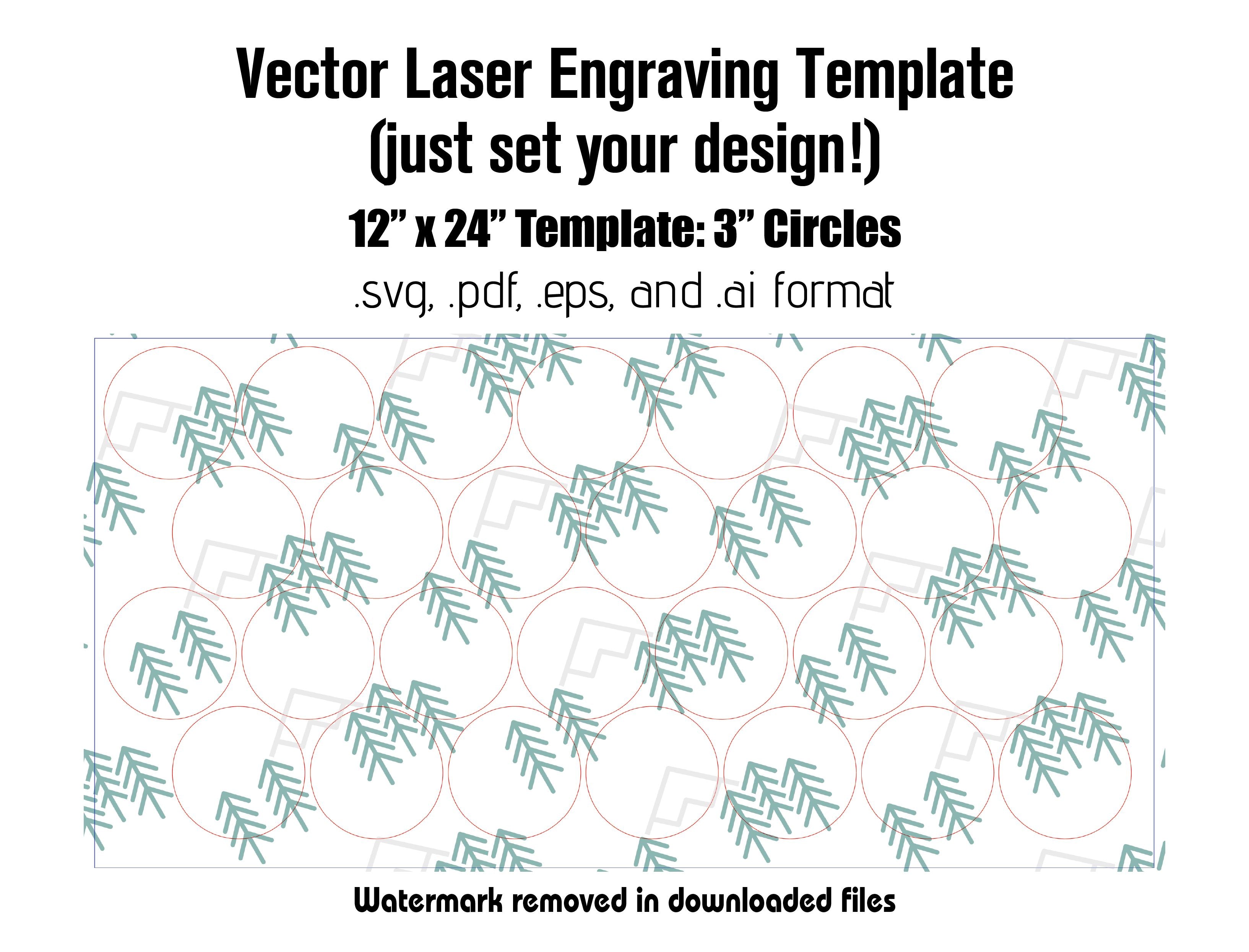 Digital Laser Cutting Template: 3" Circles - 12" x 24" Sheet Size Digital Laser Engraving Files Craftworks NW 