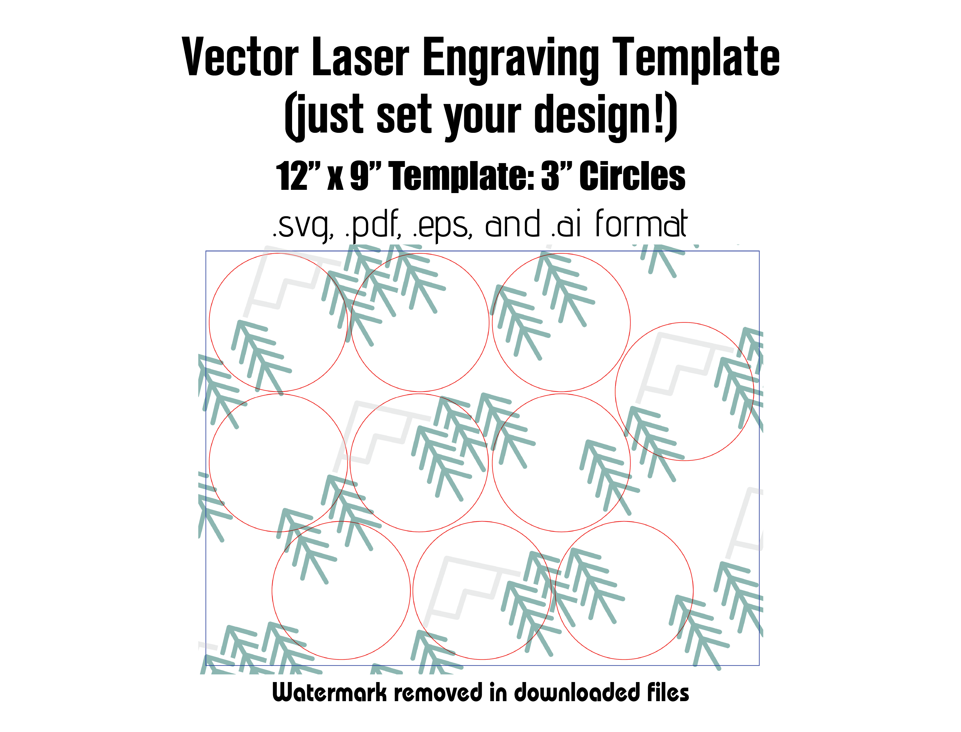 Digital Laser Cutting Template: 3" Circles - 12" x 9" Sheet Size Digital Laser Engraving Files Craftworks NW 