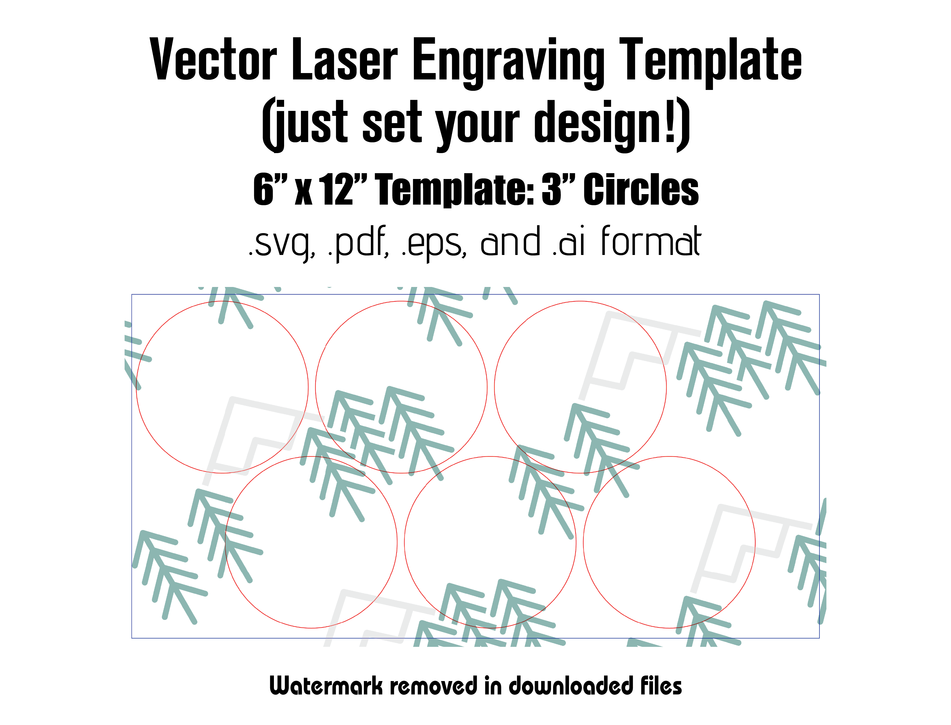 Digital Laser Cutting Template: 3" Circles - 6" x 12" Sheet Size Digital Laser Engraving Files Craftworks NW 