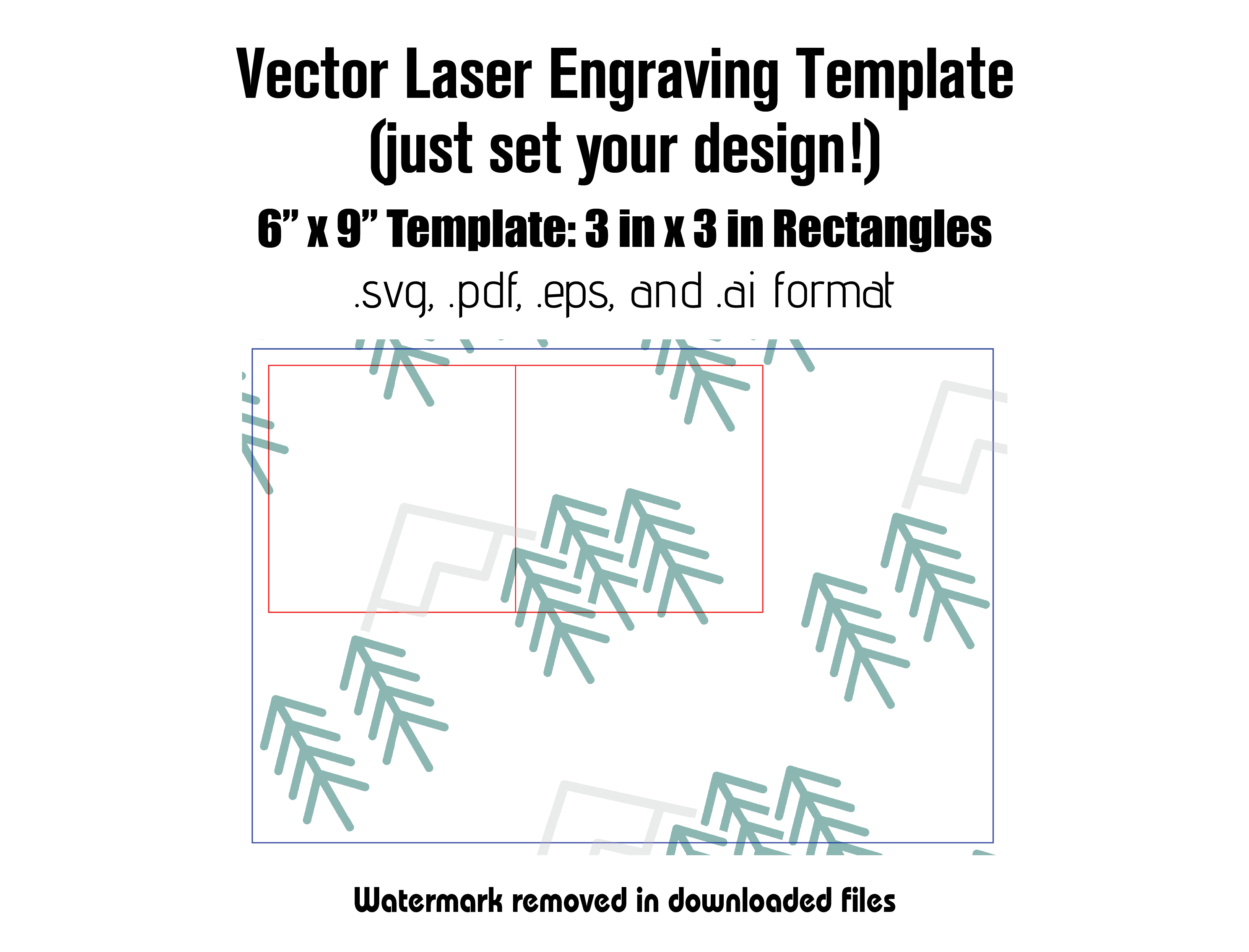 Digital Laser Cutting Template: 3" x 3" Rectangles - 6" x 9" Sheet Size Digital Laser Engraving Files Craftworks NW 
