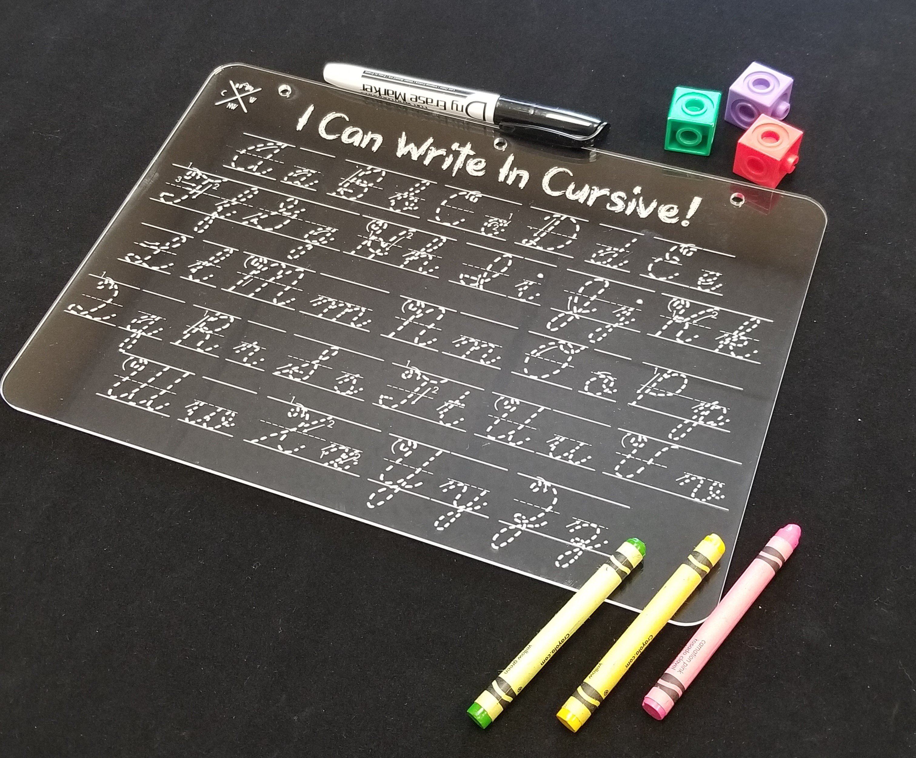 "I Can!" Trace and Learn Cursive Acrylic Plates - Craftworks NW, LLC