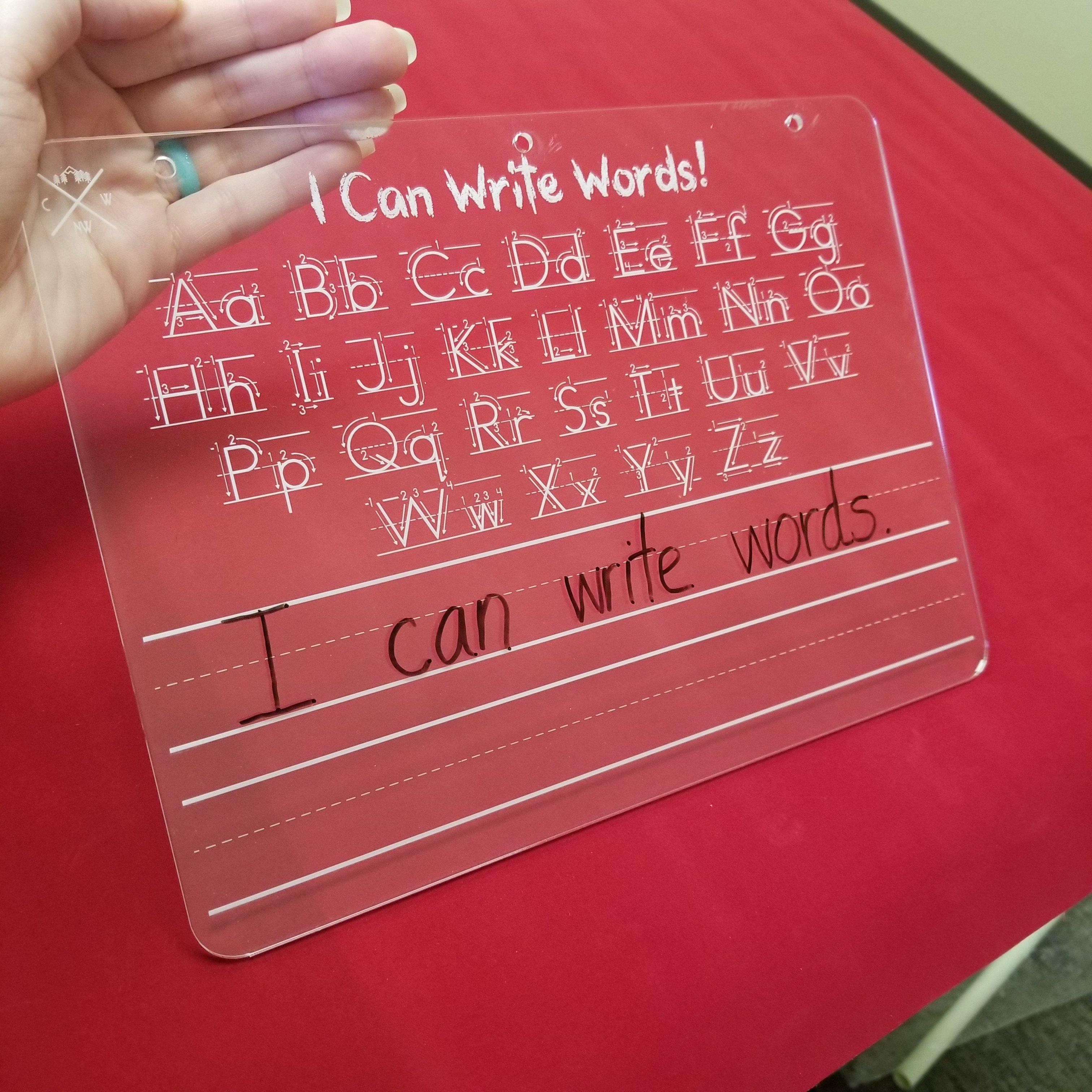 "I Can!" Trace and Learn Words Acrylic Plates - Craftworks NW, LLC