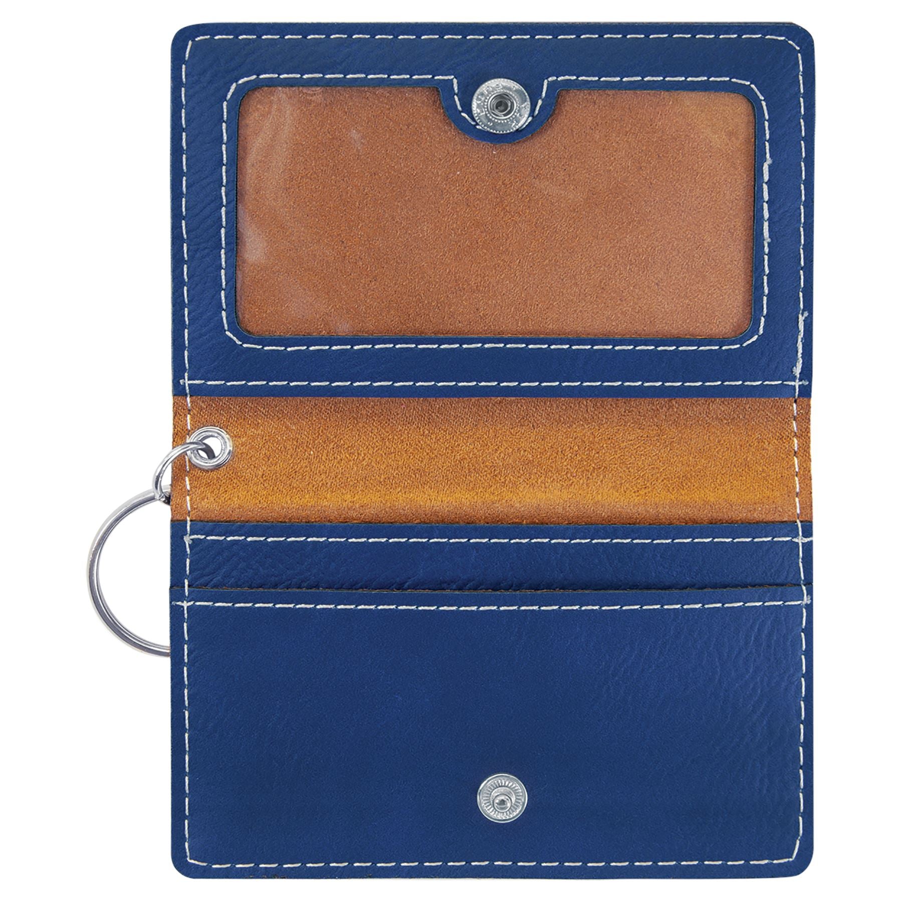 ID Holder with Keyring, 4 1/4" x 3" Laserable Leatherette - Craftworks NW, LLC