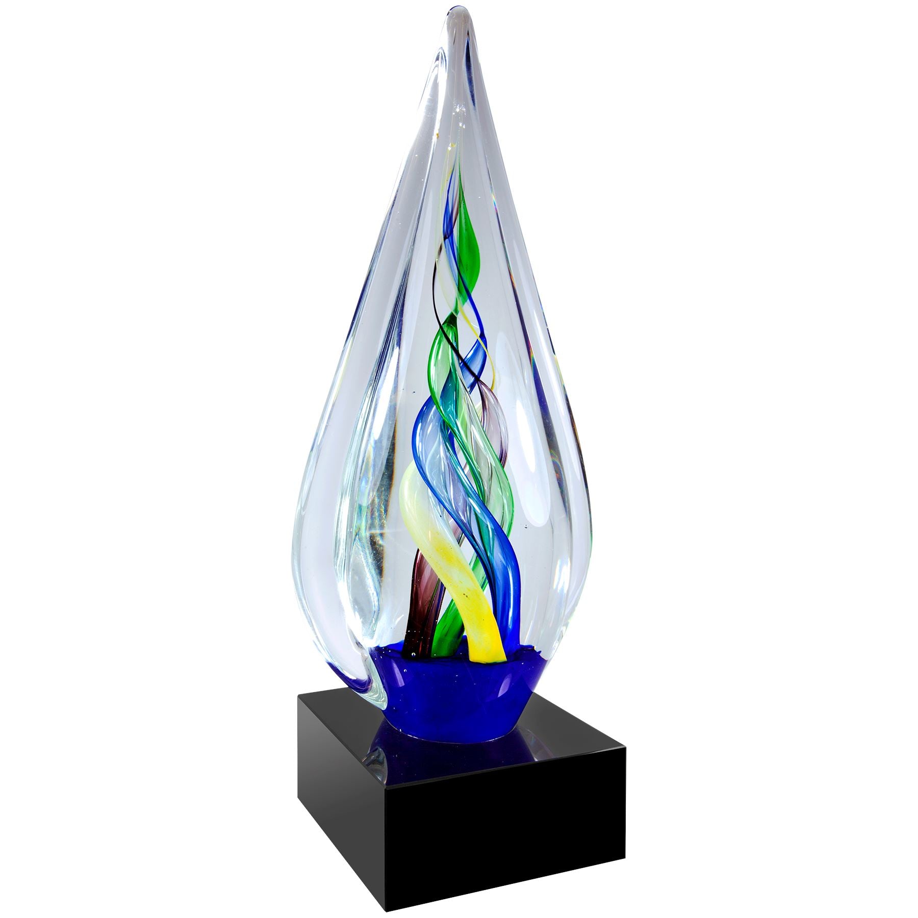 Infinity Twist w/Black Base, 10-3/4" Art Glass Award, Laser Engraved Art Glass Craftworks NW 