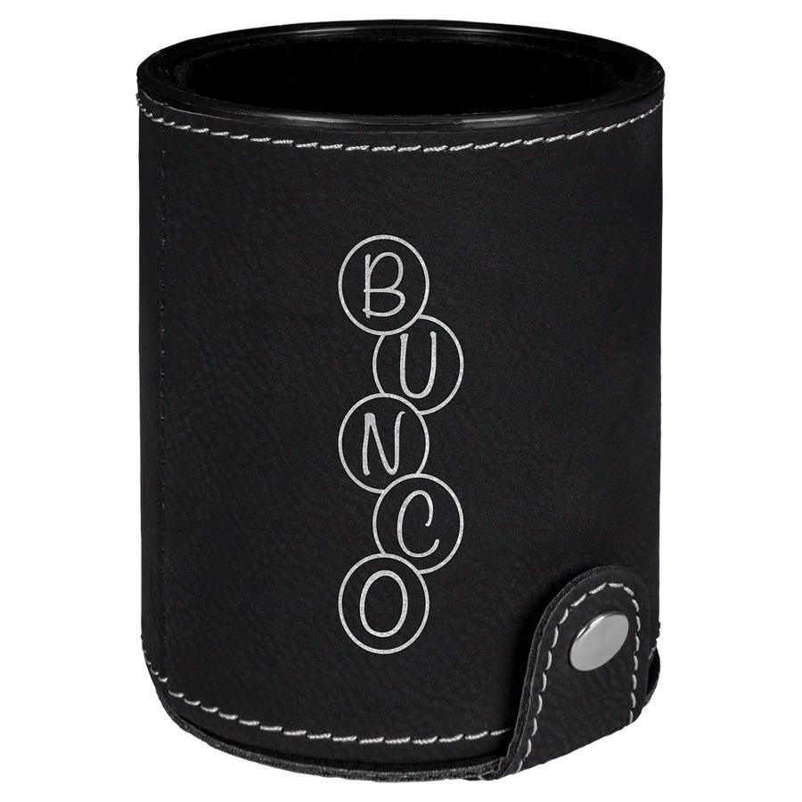 Dice Cup with 5 Dice, Laserable Leatherette - Craftworks NW, LLC