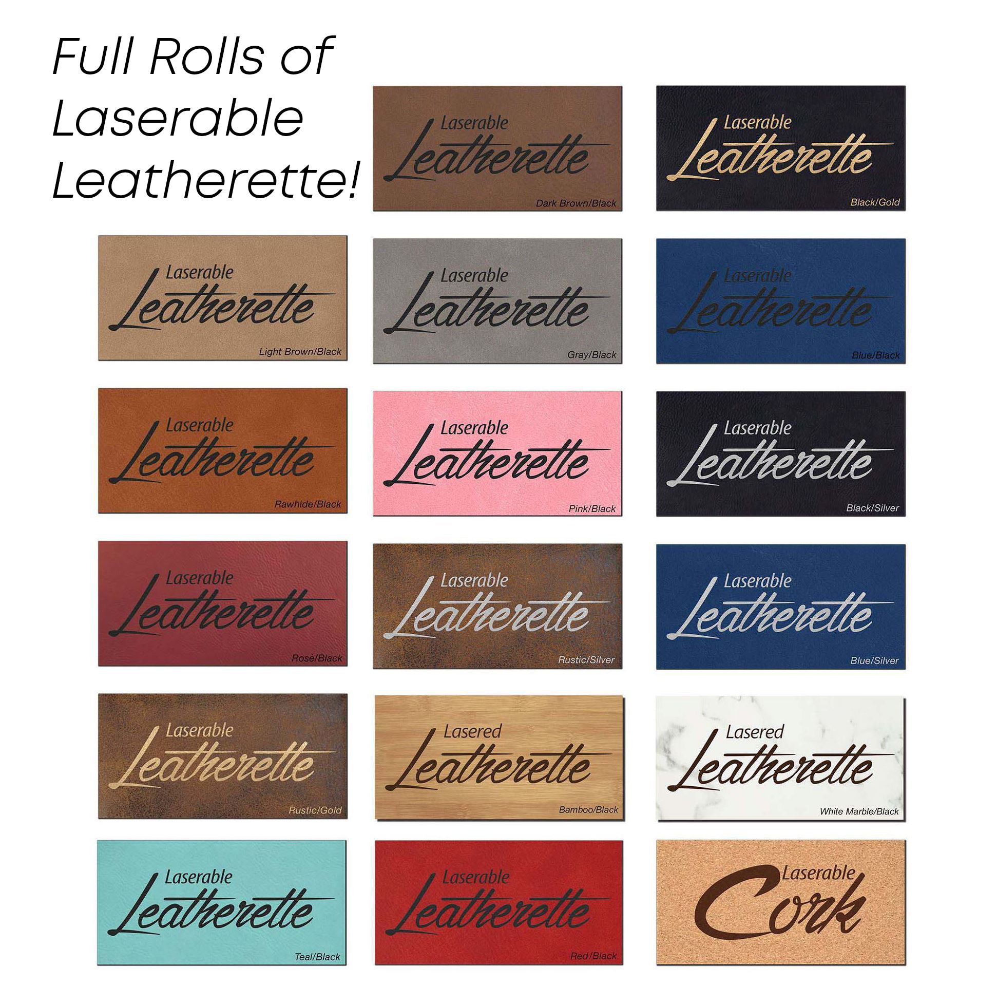 Laserable Leatherette Sheet Stock, Full Roll, 50in x 1,450in Sheet Stock Craftworks NW 