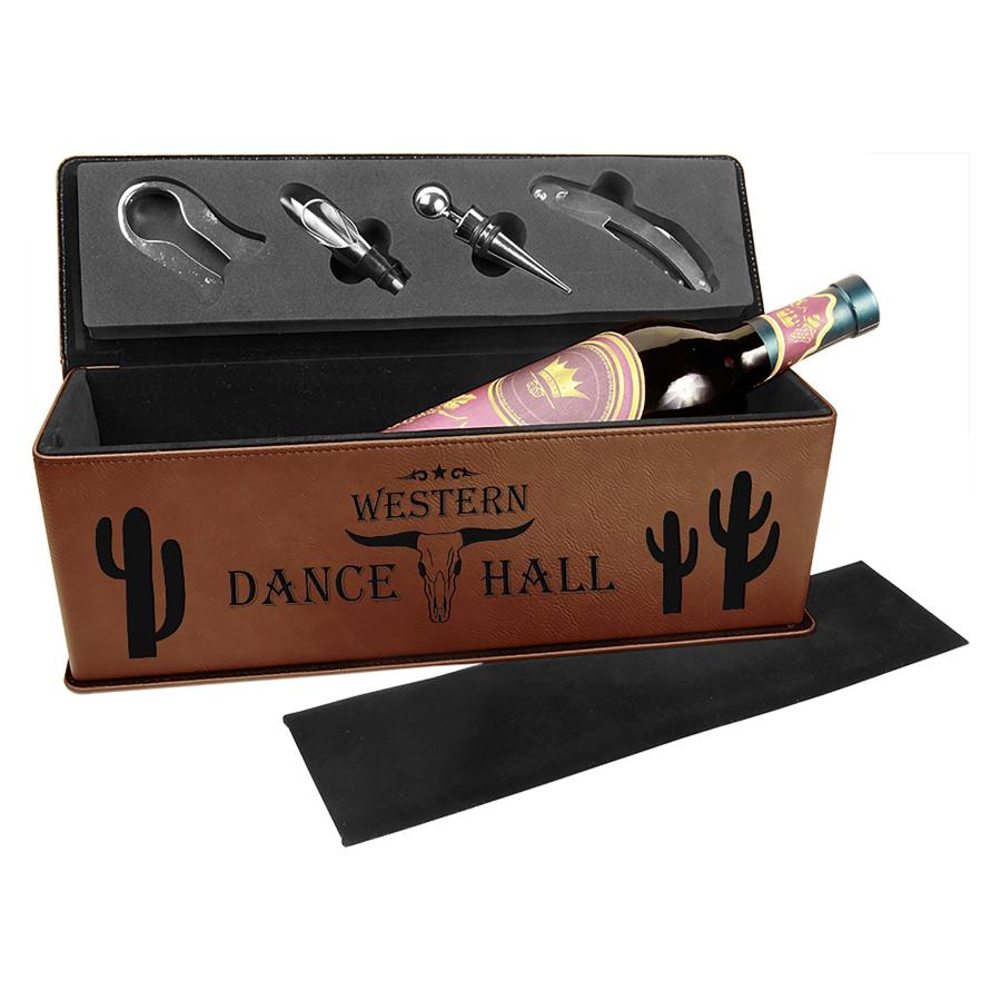 Single Wine Box with Tools, Laserable Leatherette - Craftworks NW, LLC