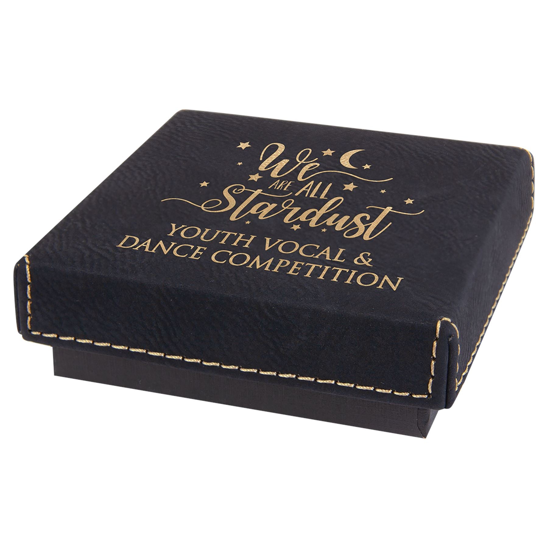 Medal / Gift Box, 3 1/2" x 3 1/2" with Laserable Leatherette Lid, Laser Engraved Gift Box Craftworks NW Black/Gold Small 