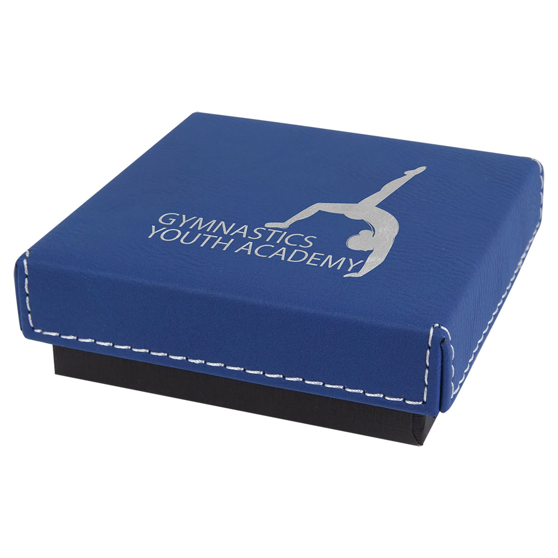 Medal / Gift Box, 3 1/2" x 3 1/2" with Laserable Leatherette Lid, Laser Engraved Gift Box Craftworks NW Blue/Silver Small 