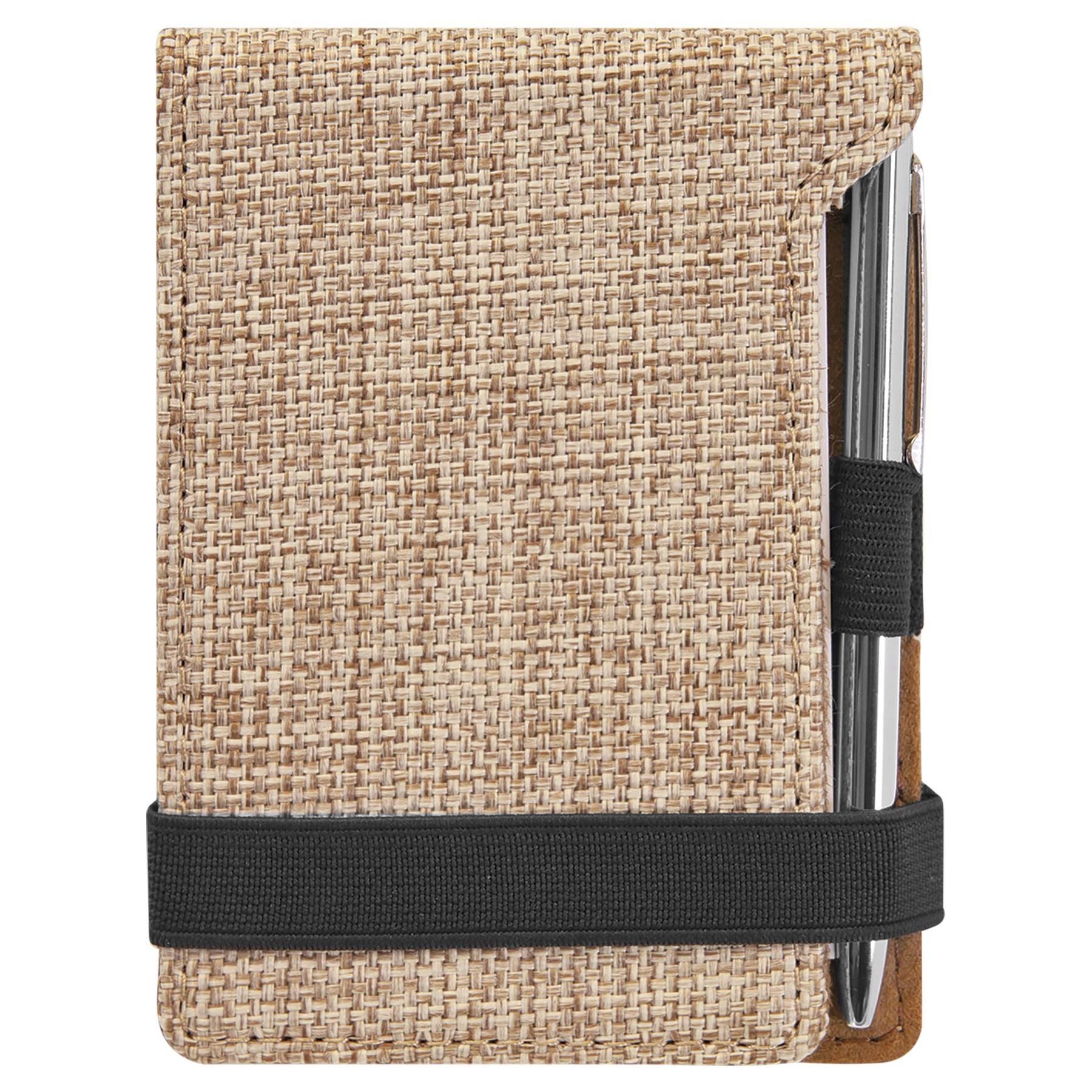 Mini Notepad with Pen, Sublimatable Burlap, 3 1/4" x 4 3/4" Notepad Craftworks NW 