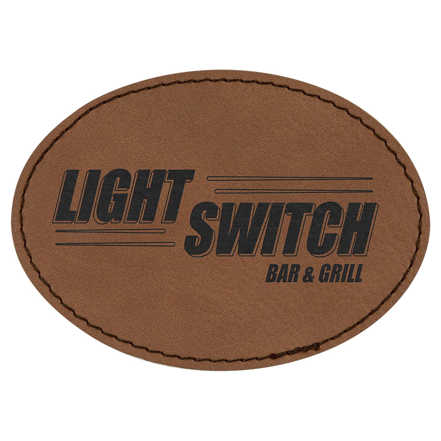 Oval Patch with Adhesive, Laserable Leatherette 3 1/2" x 2 1/2" - Craftworks NW, LLC