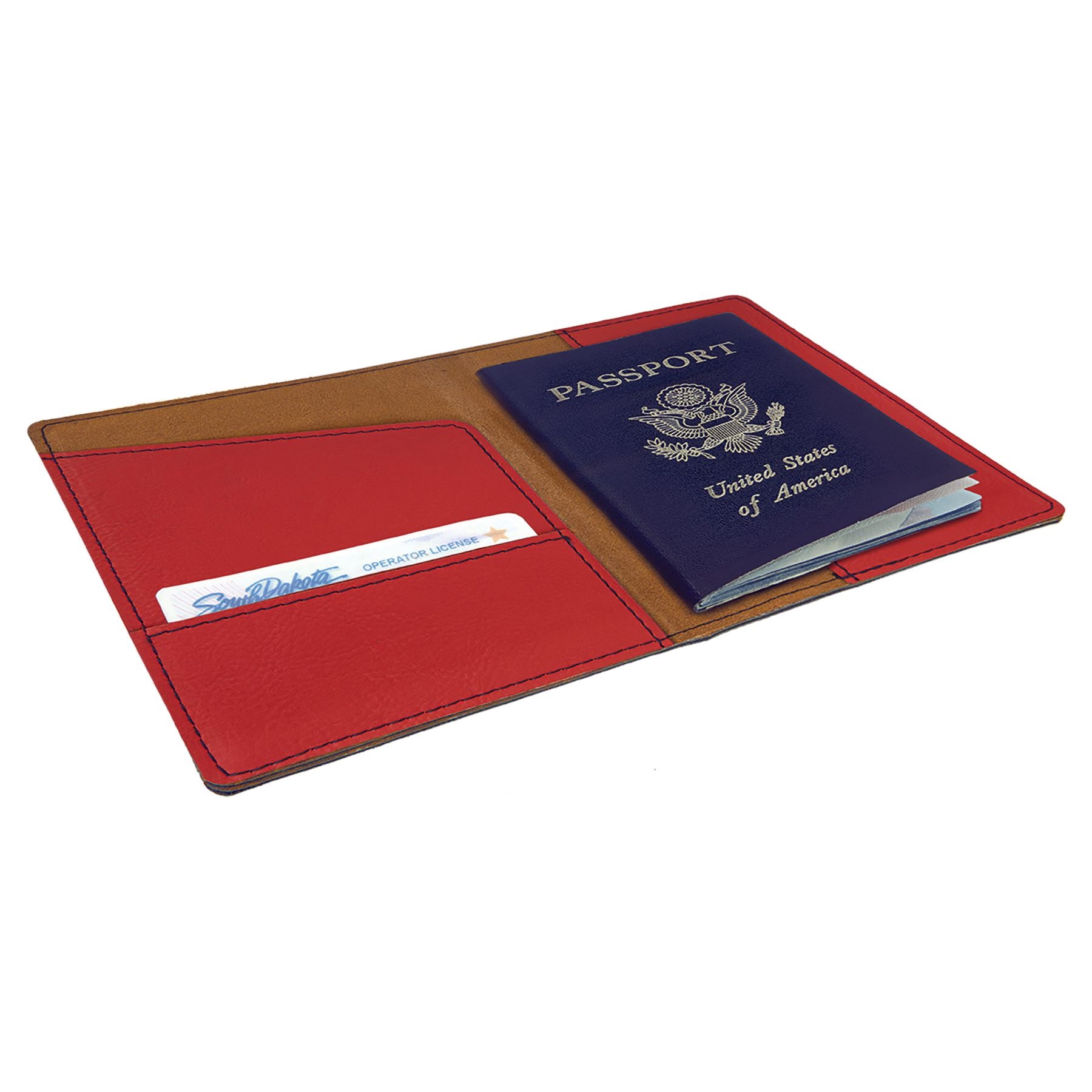 Passport Holder 4 1/2" x 5 1/2", Laserable Leatherette - Craftworks NW, LLC