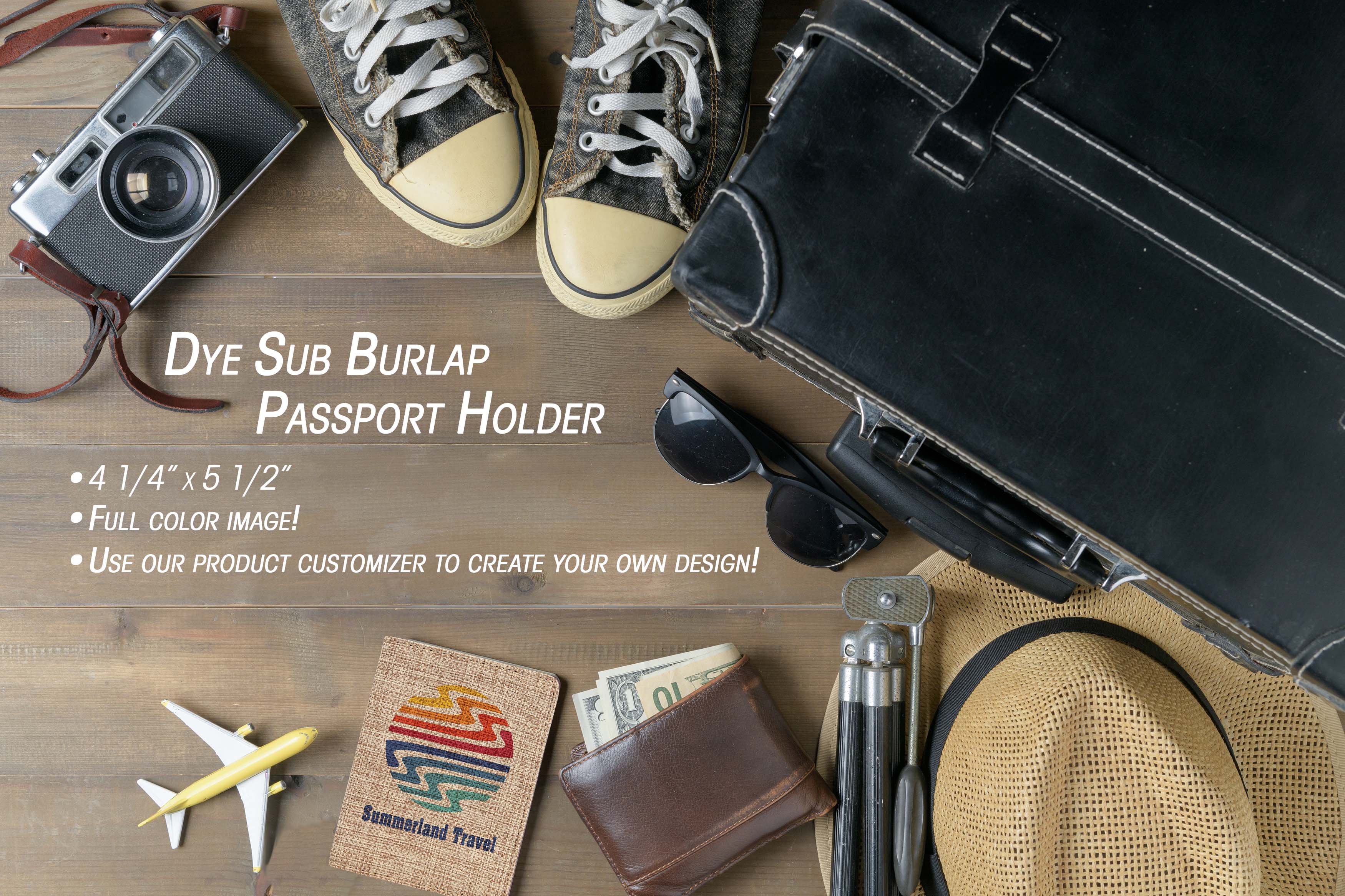 Passport Holder, Sublimatable Burlap, 4 1/4" x 5 1/2" Passport Holder Craftworks NW 