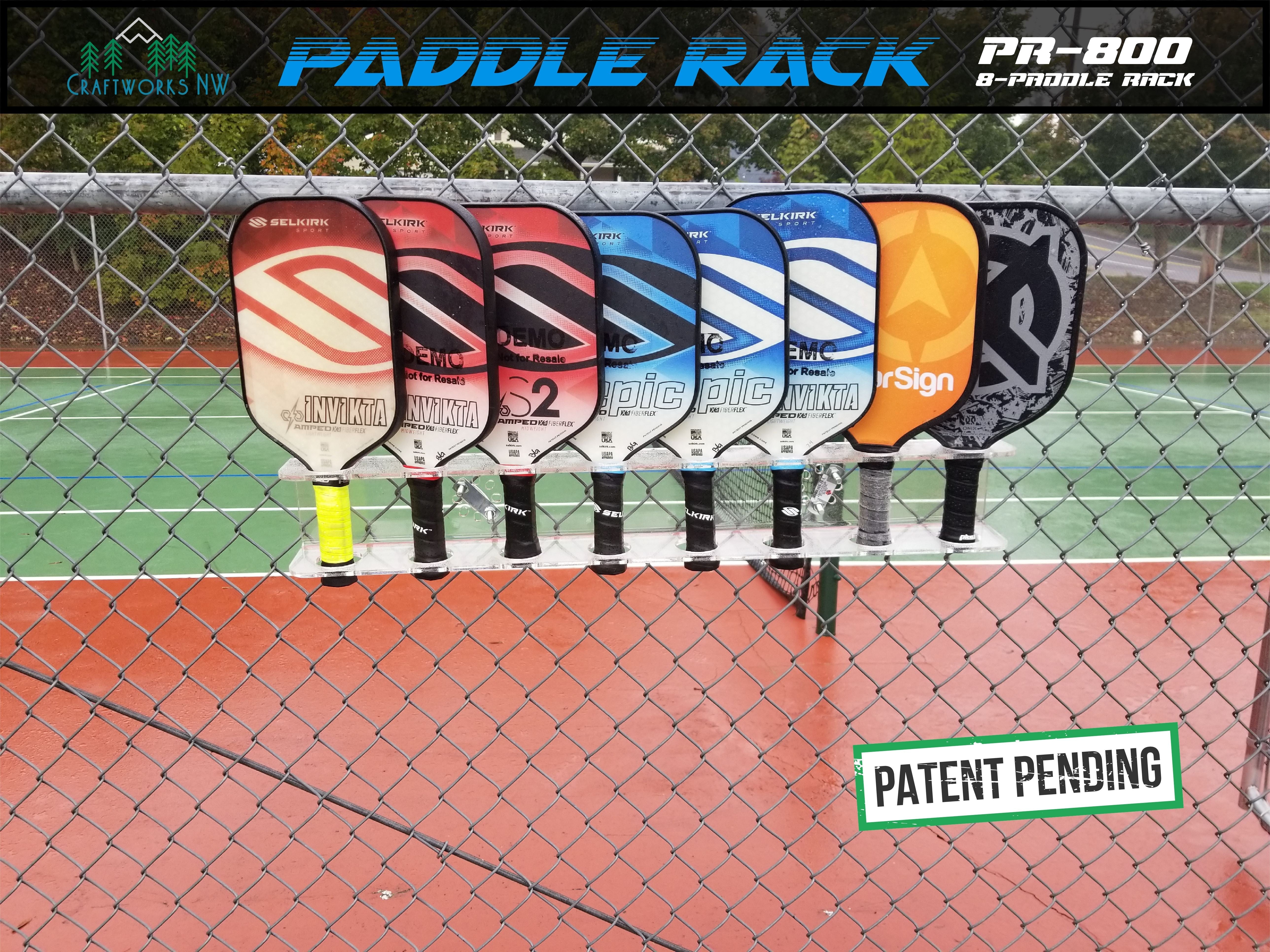 Pickleball Paddle Rack, 8-Paddle Holder, Customizable Storage and Organization Craftworks NW 