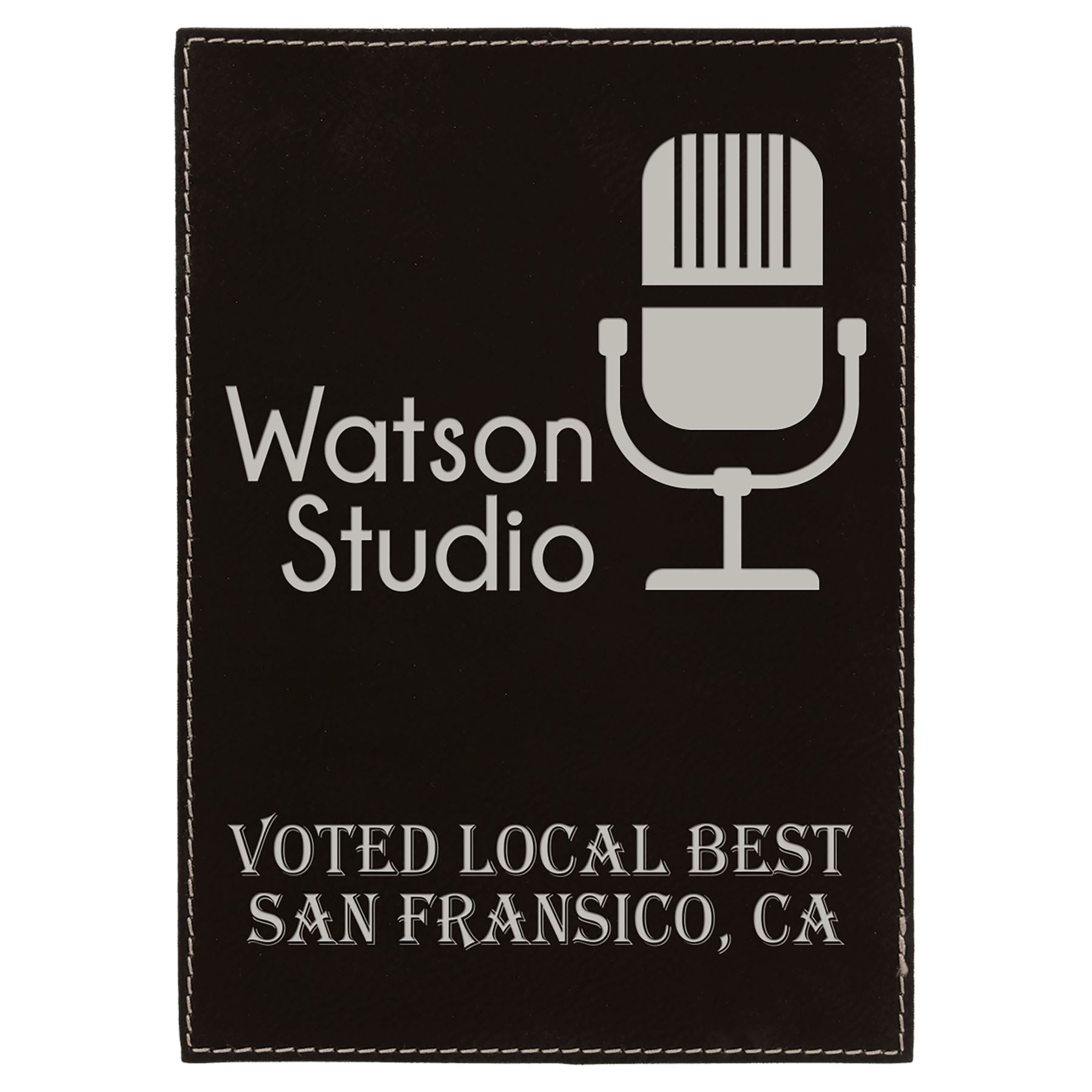 Plaque, Laserable Leatherette, 9" x 12", Laser Engraved Plaque Craftworks NW Black/Silver 