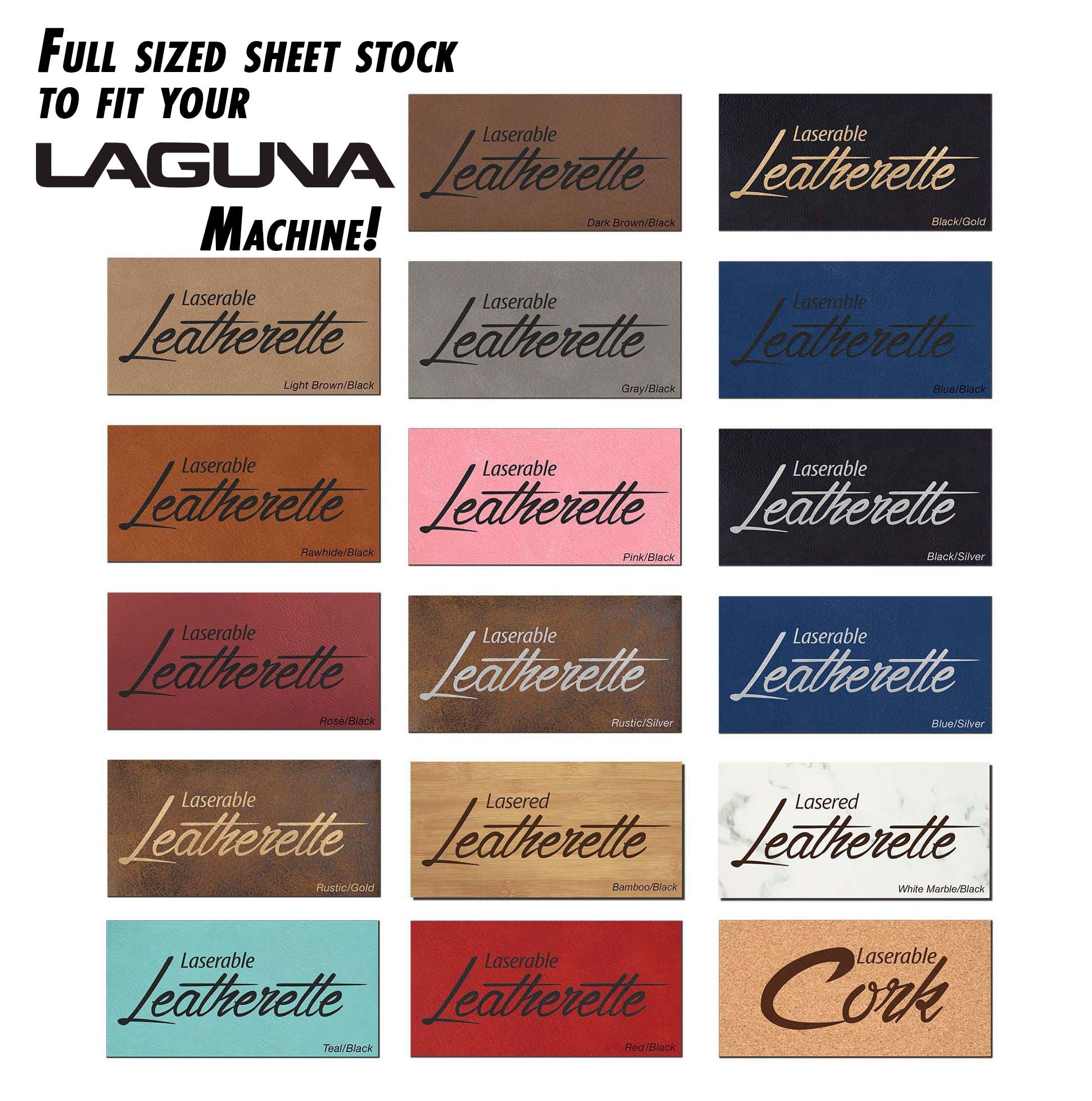 PRE-ORDER! Full Size Laserable Leatherette Sheet Stock, Laguna Laser Engravers (Available Jan. 2022) Engraving Supplies Craftworks NW 