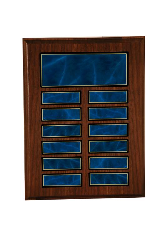 Recognition Pocket 12 Plate Perpetual Plaque, Blue Marble/Brass Plates, 9" x 12" Perpetual Plaque Craftworks NW 