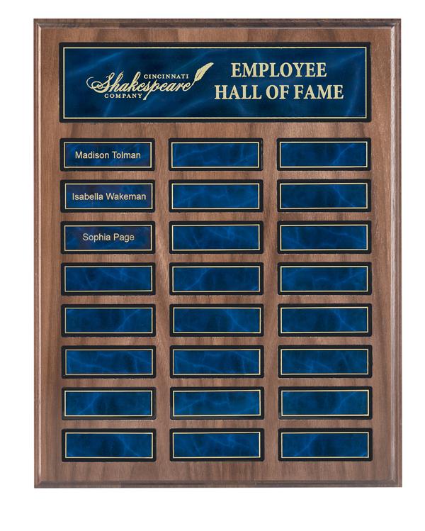 Recognition Pocket 24 Plate Perpetual Plaque, Blue Marble/Brass Plates, 12" x 15" Perpetual Plaque Craftworks NW 