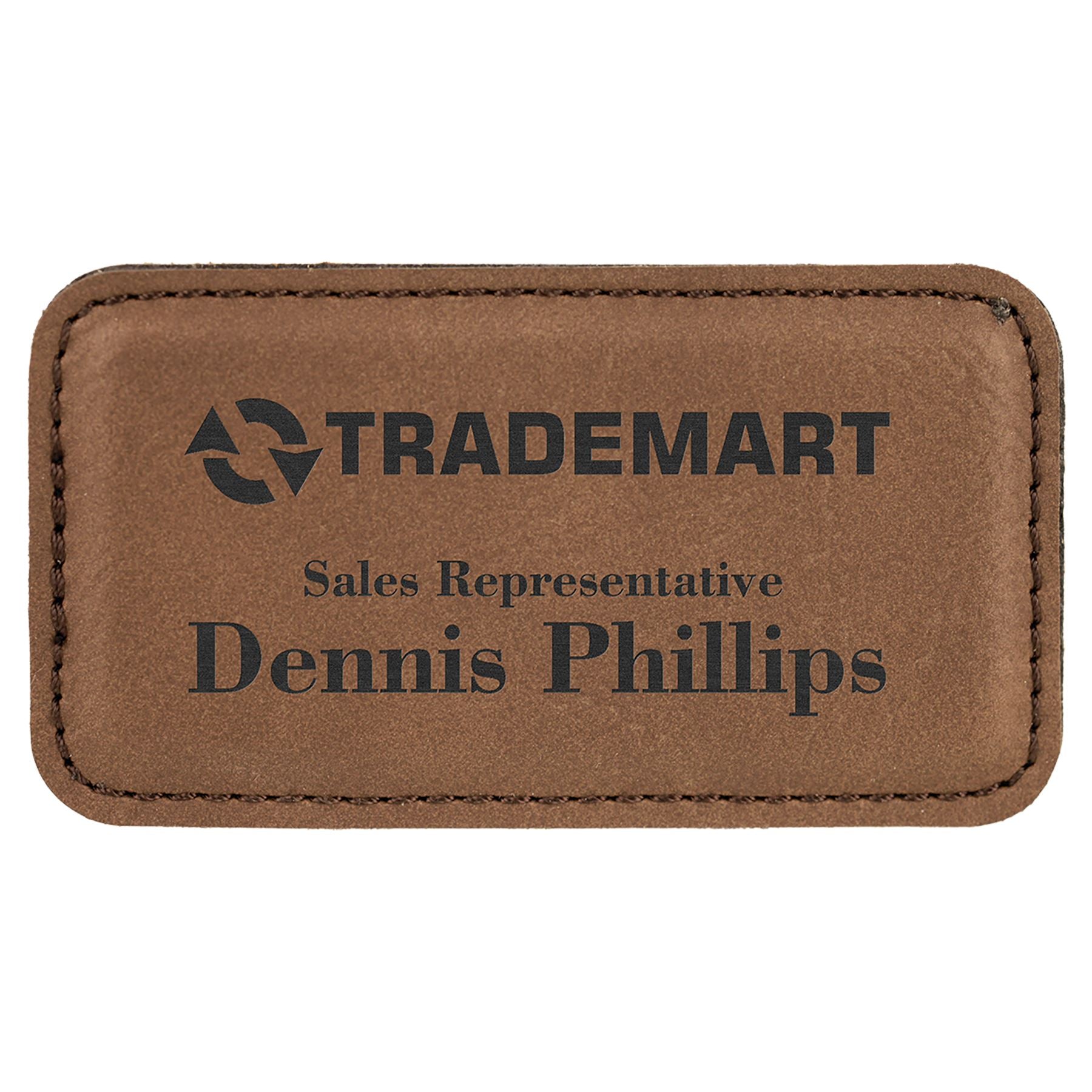 Rectangle Badge with Magnet, Laserable Leatherette 3 1/4" x 1 3/4" Name Badge Craftworks NW Dark Brown/Black 