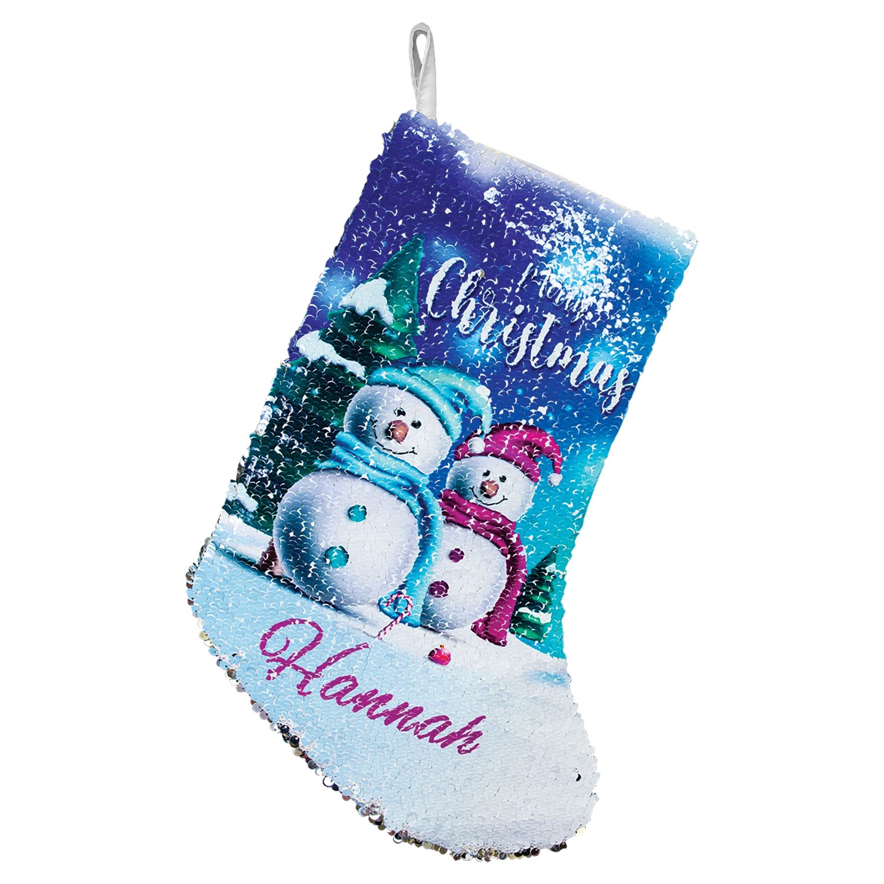 Reversible Sequin Christmas Stocking, 10" x 14", Full Color Sub Dye Ornaments Craftworks NW 