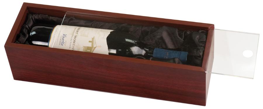 Rosewood Finish Wine Box with Clear Acrylic Lid - Craftworks NW, LLC