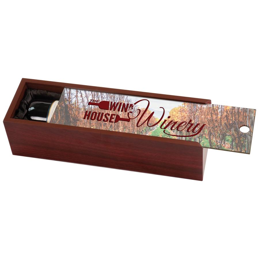 Rosewood Finish Wine Box with Sublimatable Lid - Craftworks NW, LLC