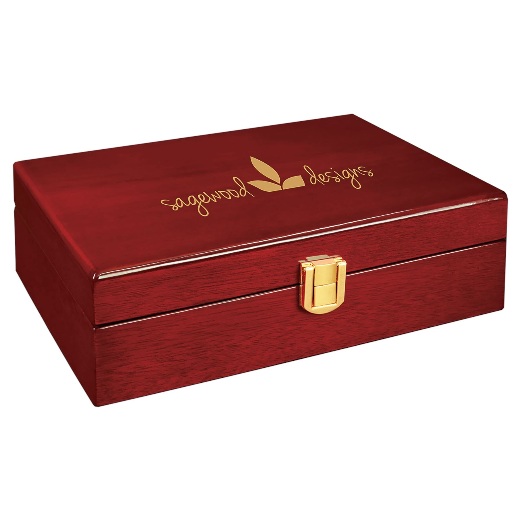 Rosewood Piano Finish Gift Box, 12 1/4" x 8 1/4" x 3, Laser Engraved Gift Box Craftworks NW 