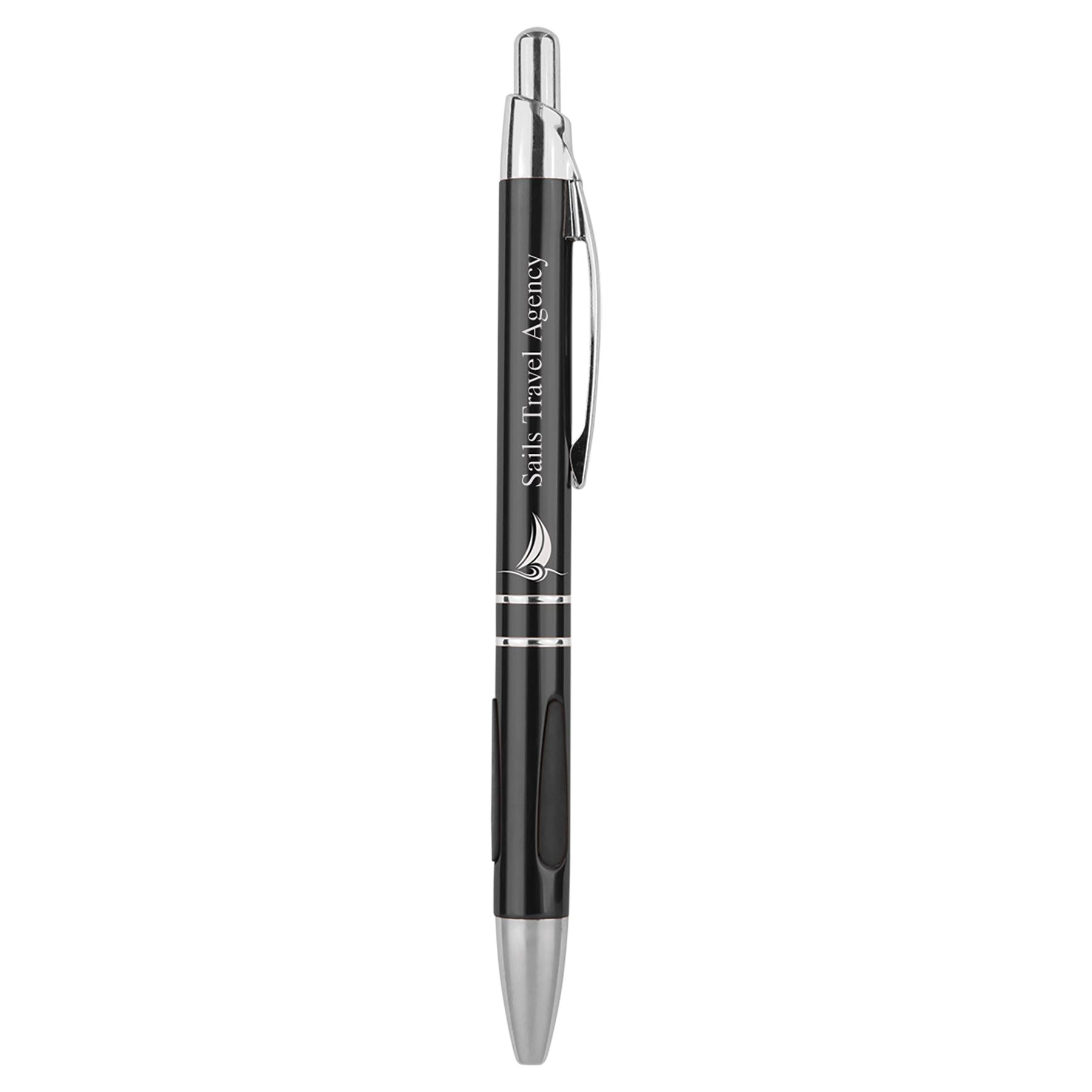 Silver Trim Laserable Pen with Gripper Ink Pens Craftworks NW Black 1-Side 