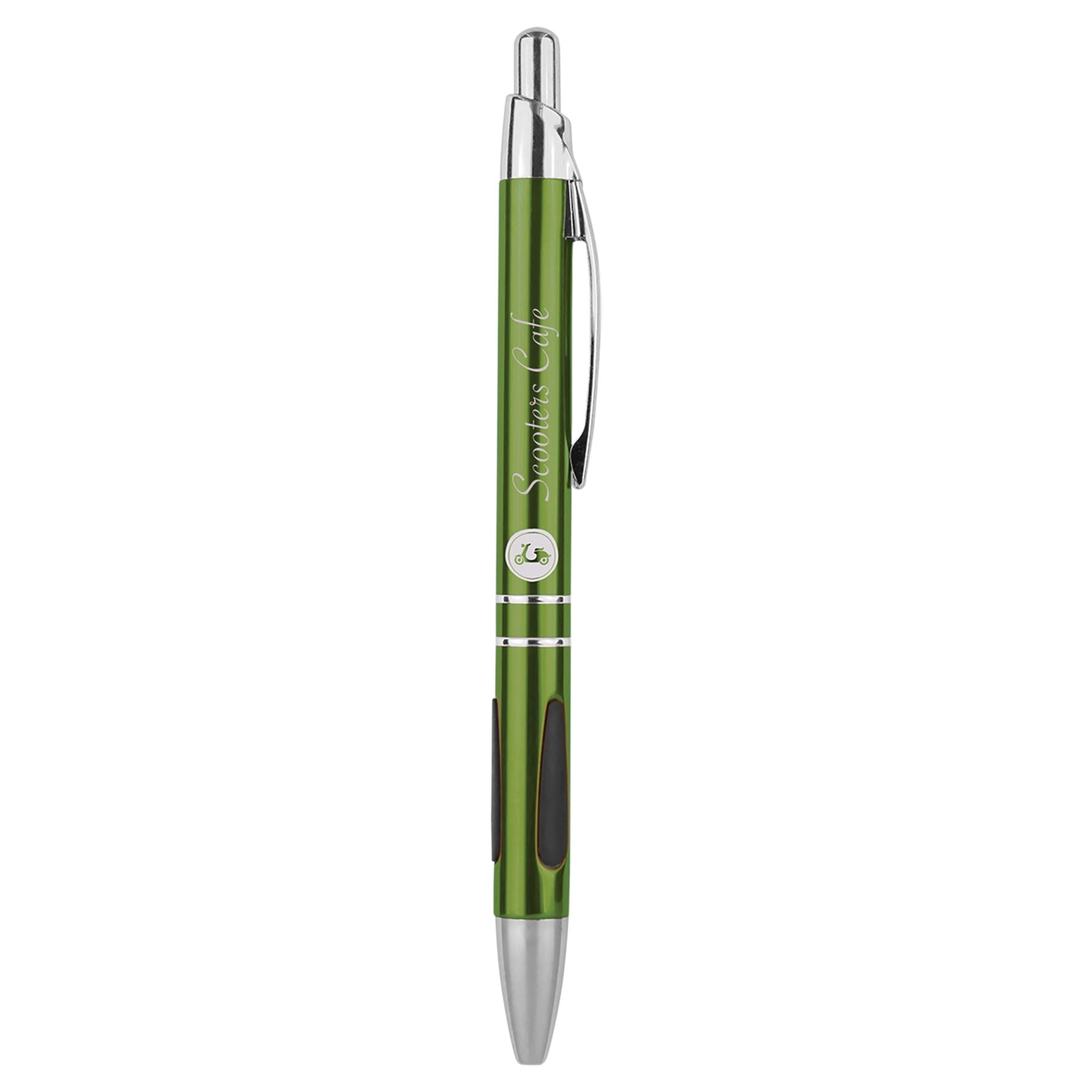 Silver Trim Laserable Pen with Gripper Ink Pens Craftworks NW Green 1-Side 
