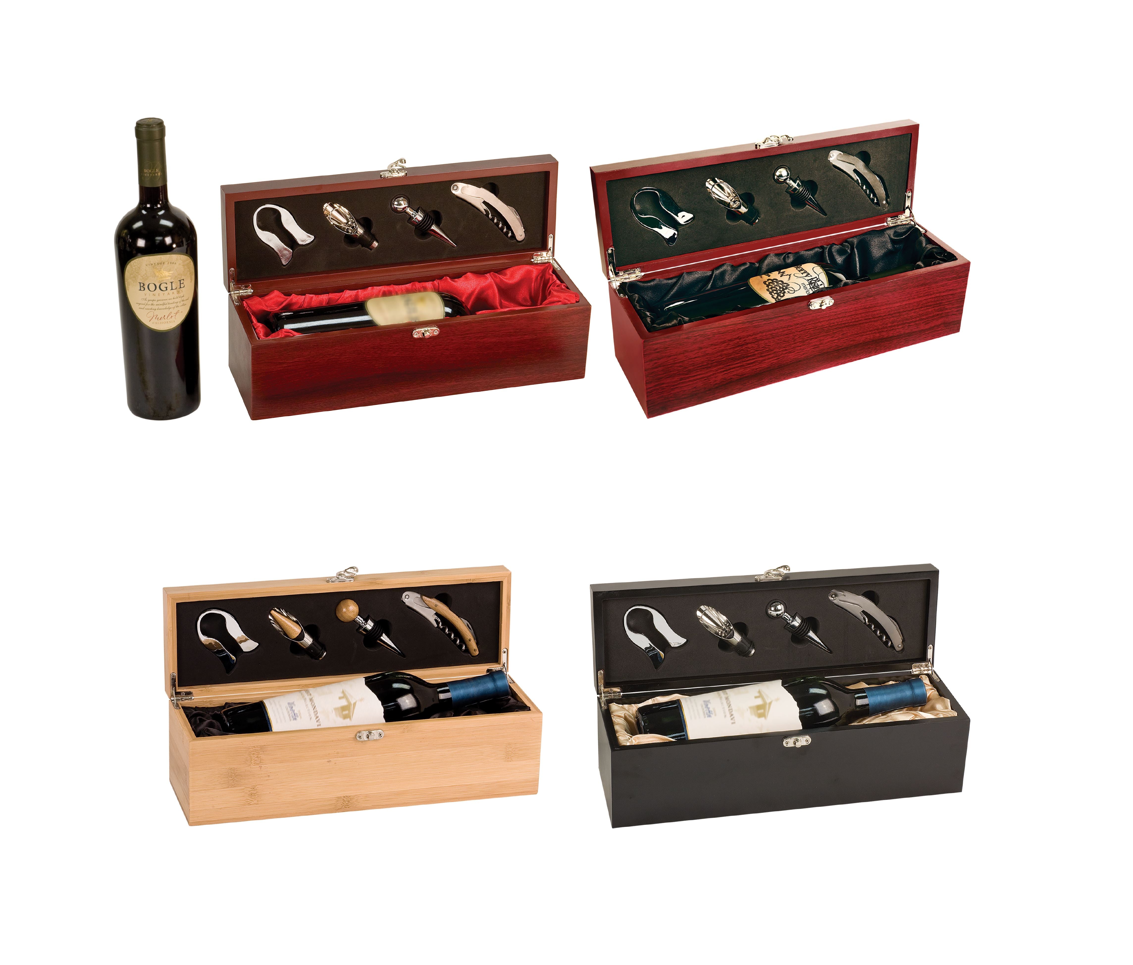 Single Wine Box with Tools, Wood Gift Boxes, Laser Engraved Wine Box Craftworks NW 