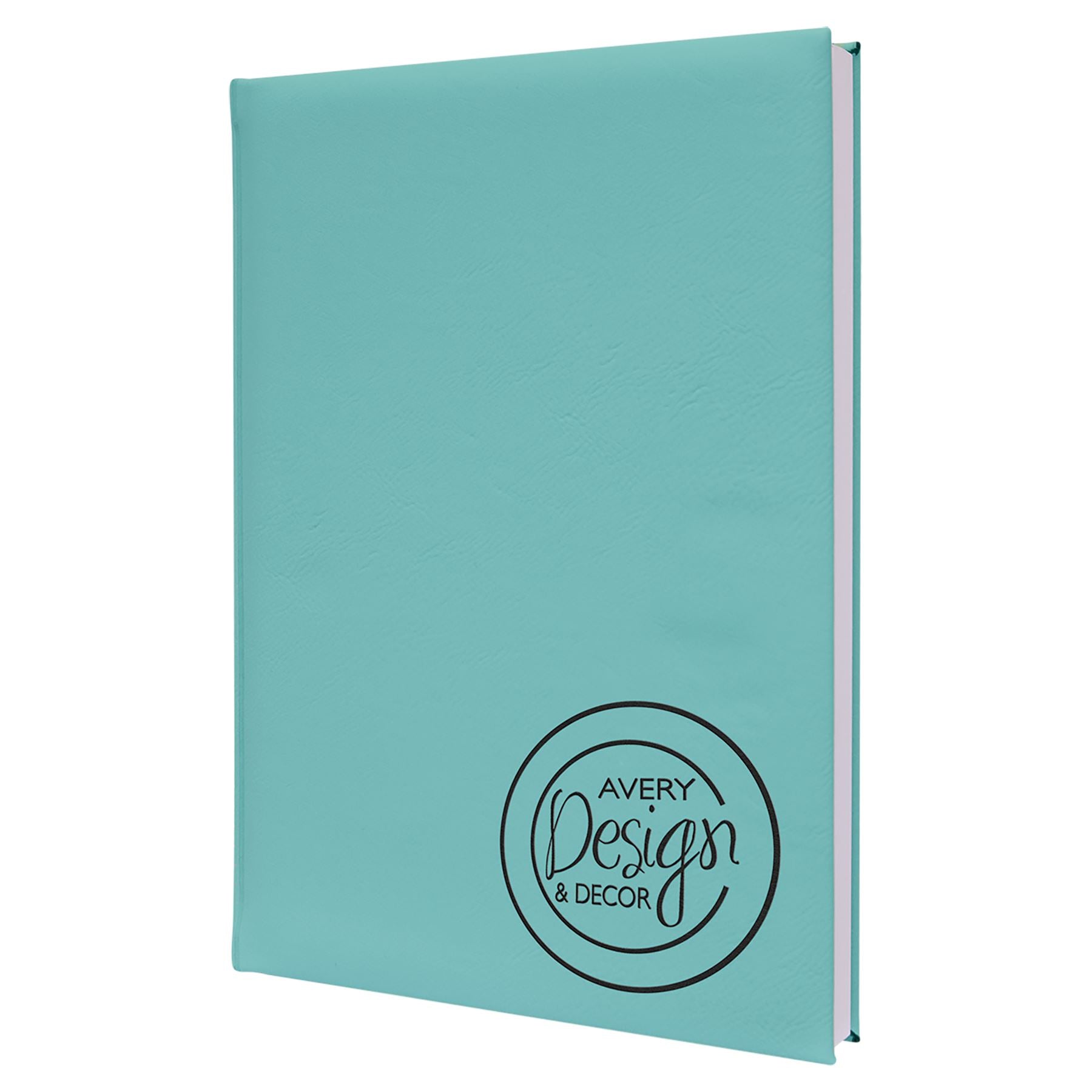 Sketch Book-Unlined Paper, 7" x 9 3/4" Laserable Leatherette, Laser Engraved Sketch Book Craftworks NW Teal/Black Front Only Small