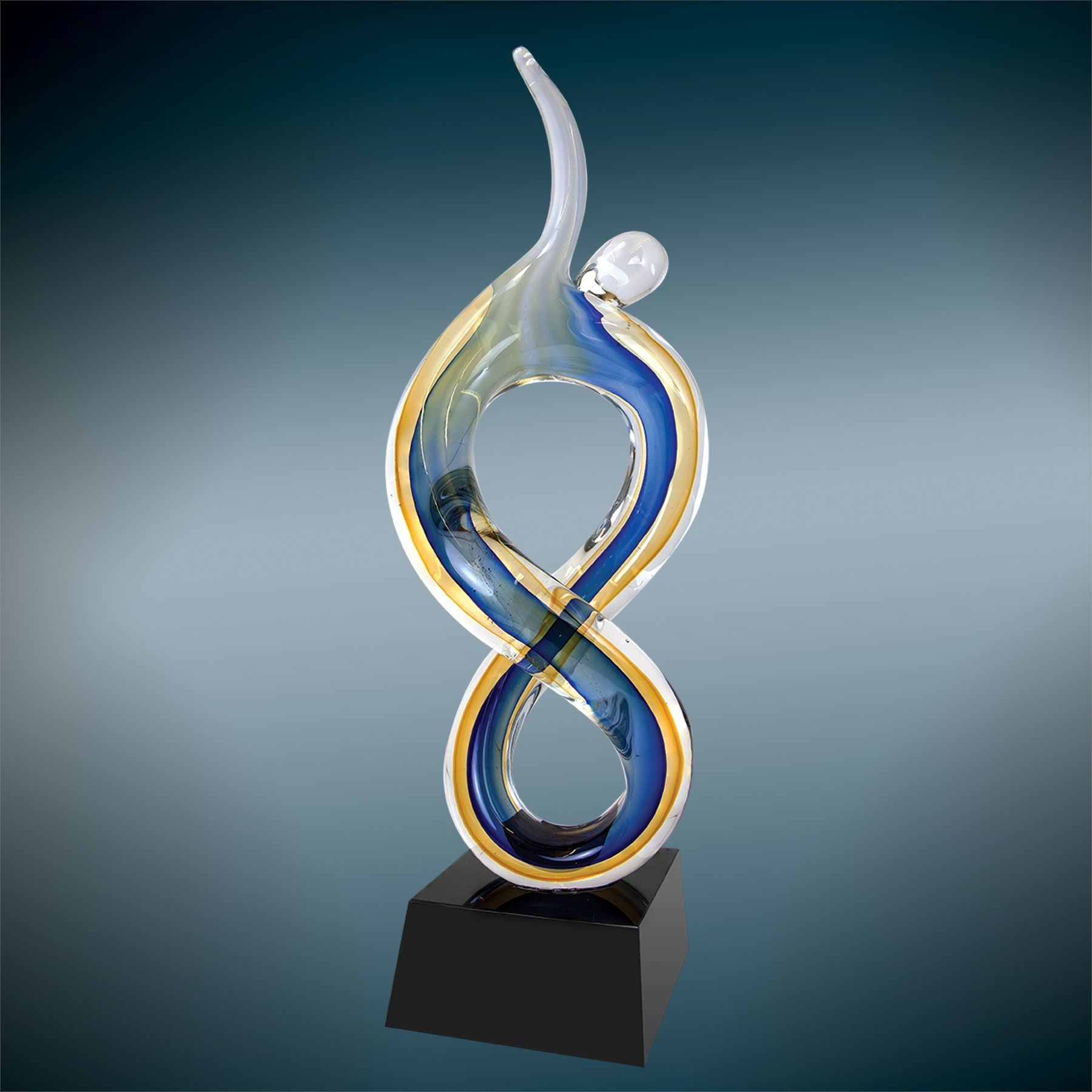 Solo Figure Rising, 17" Art Glass Award, Laser Engraved Art Glass Craftworks NW 