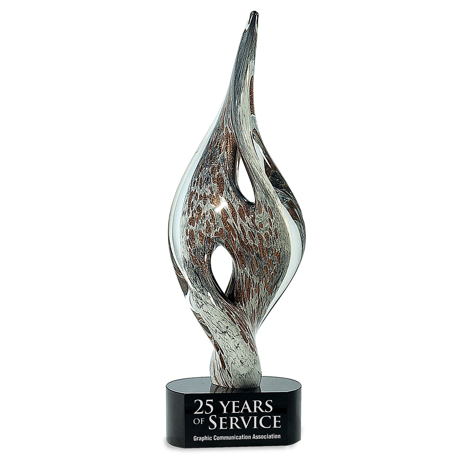 Spire Twist, 15" Art Glass Award, Laser Engraved Art Glass Craftworks NW 