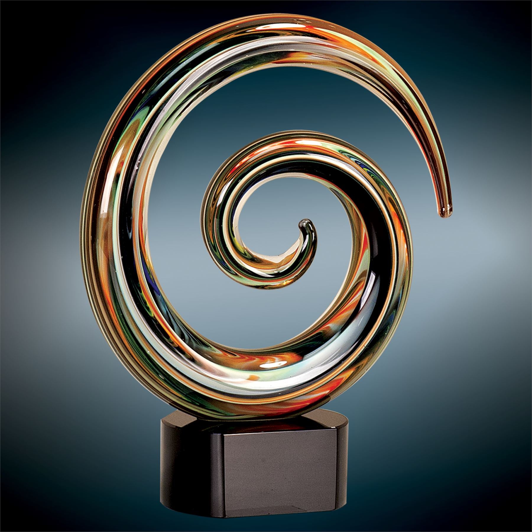 Swirl, 9-1/4" Art Glass Award, Laser Engraved Art Glass Craftworks NW 