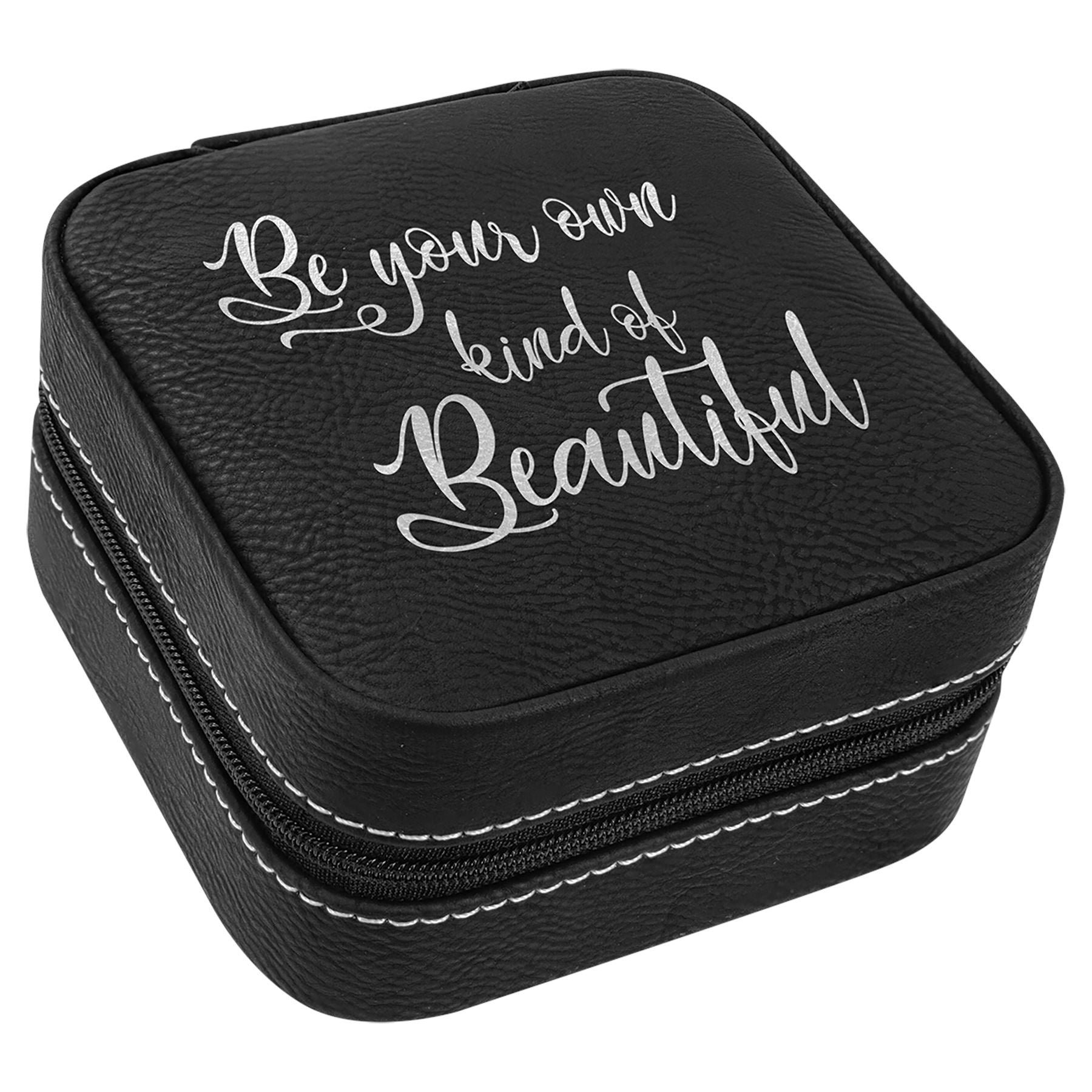 Travel Jewelry Box, Laserable Leatherette, Laser Engraved Jewelry Box Craftworks NW Black/Silver 