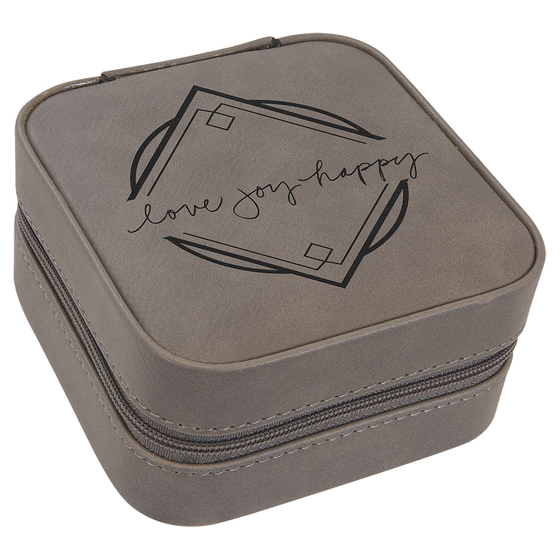 Travel Jewelry Box, Laserable Leatherette, Laser Engraved Jewelry Box Craftworks NW Gray/Black 
