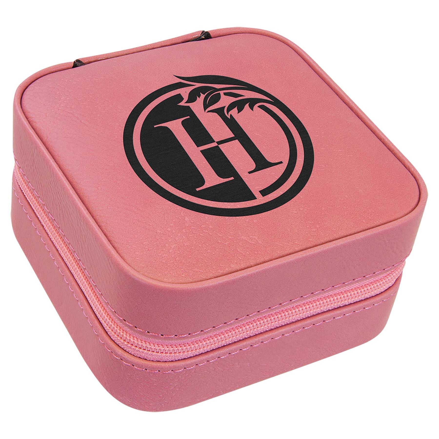 Travel Jewelry Box, Laserable Leatherette, Laser Engraved Jewelry Box Craftworks NW Pink/Black 