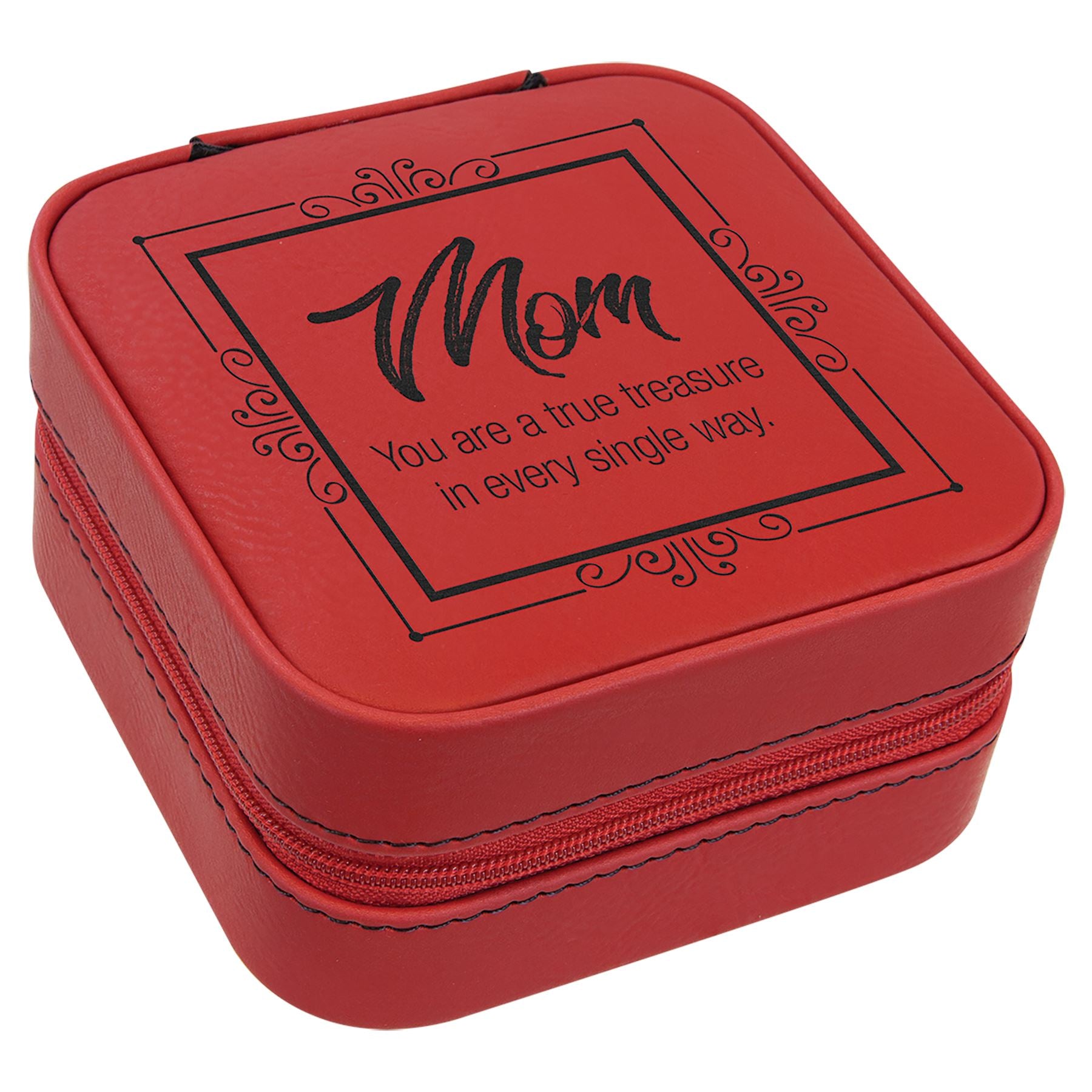 Travel Jewelry Box, Laserable Leatherette, Laser Engraved Jewelry Box Craftworks NW Red/Black 