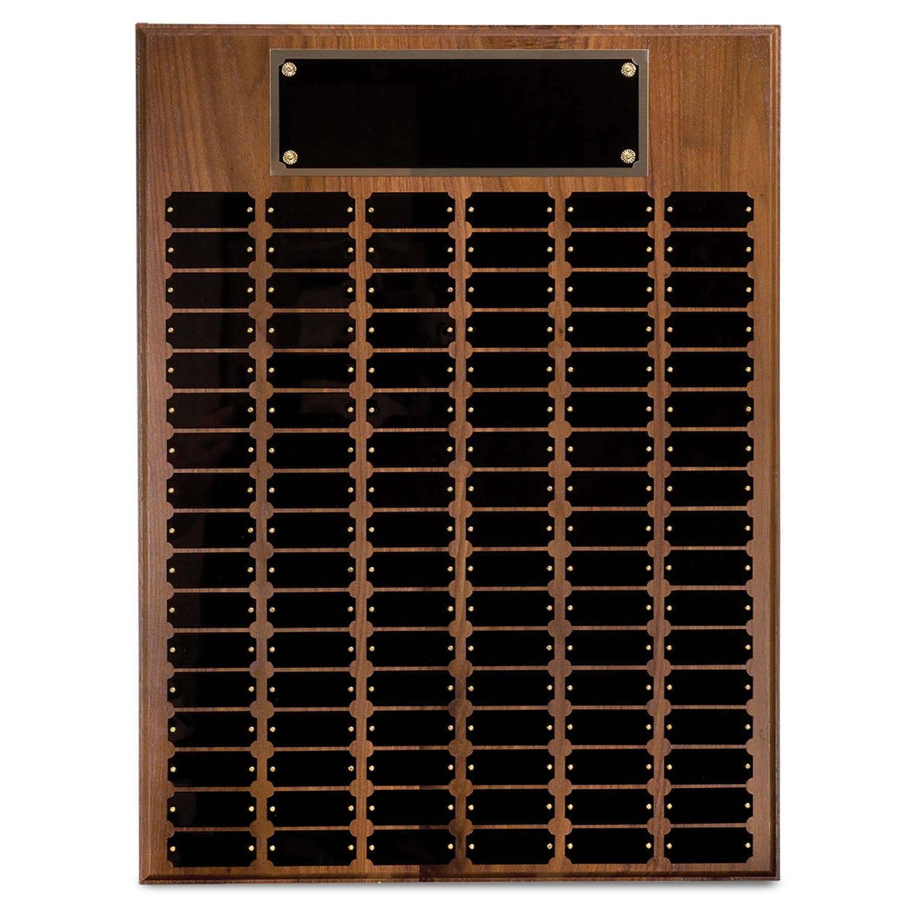 Walnut Completed Perpetual Plaque, 102 Plate, Laser Engraved Perpetual Plaque Craftworks NW 