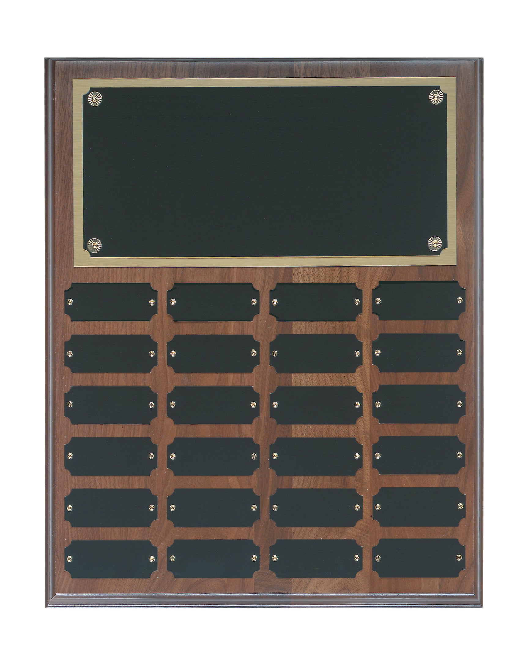 Walnut Completed Perpetual Plaque, 24 Plate, Laser Engraved Perpetual Plaque Craftworks NW 