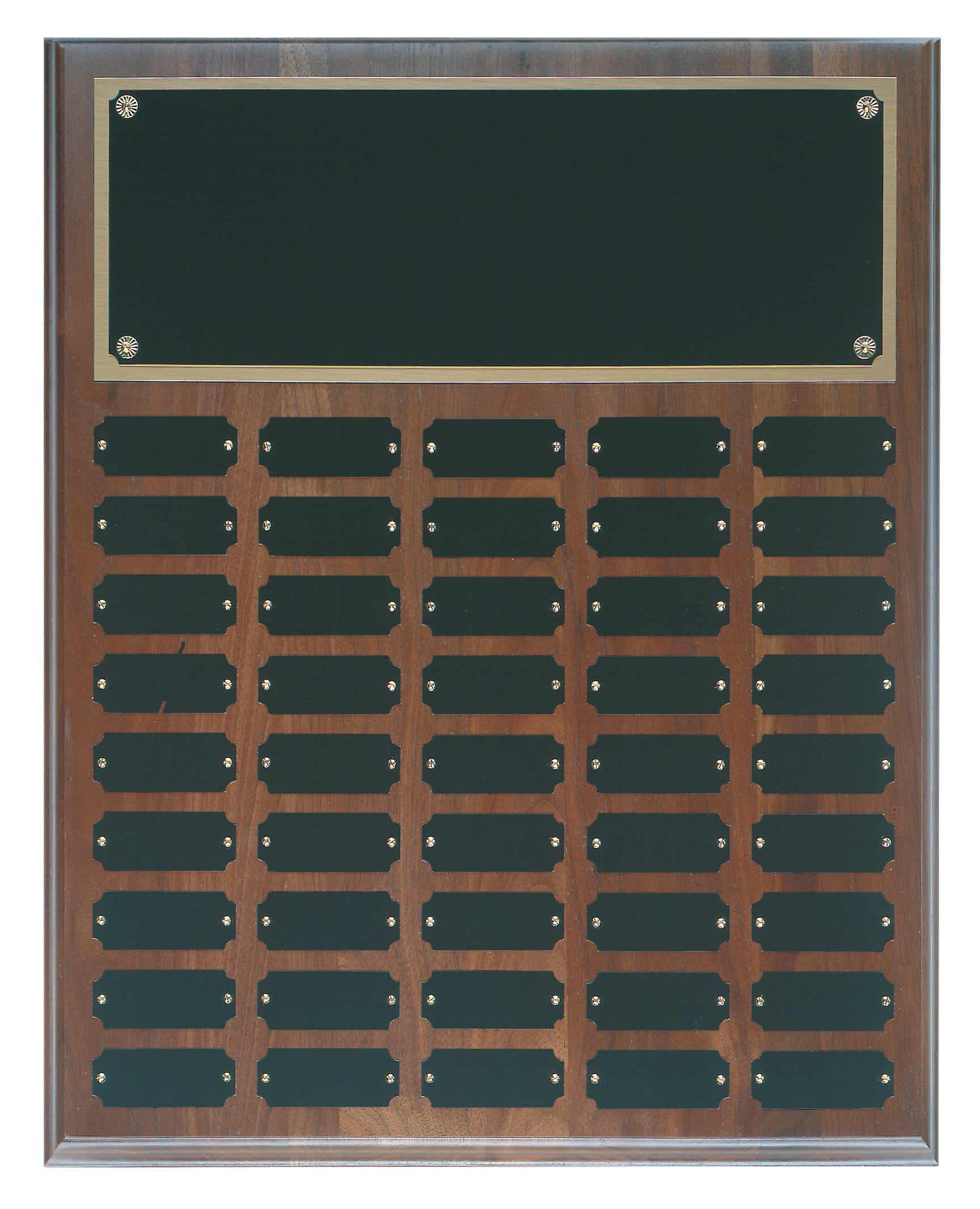 Walnut Completed Perpetual Plaque, 45 Plate, Laser Engraved Perpetual Plaque Craftworks NW 
