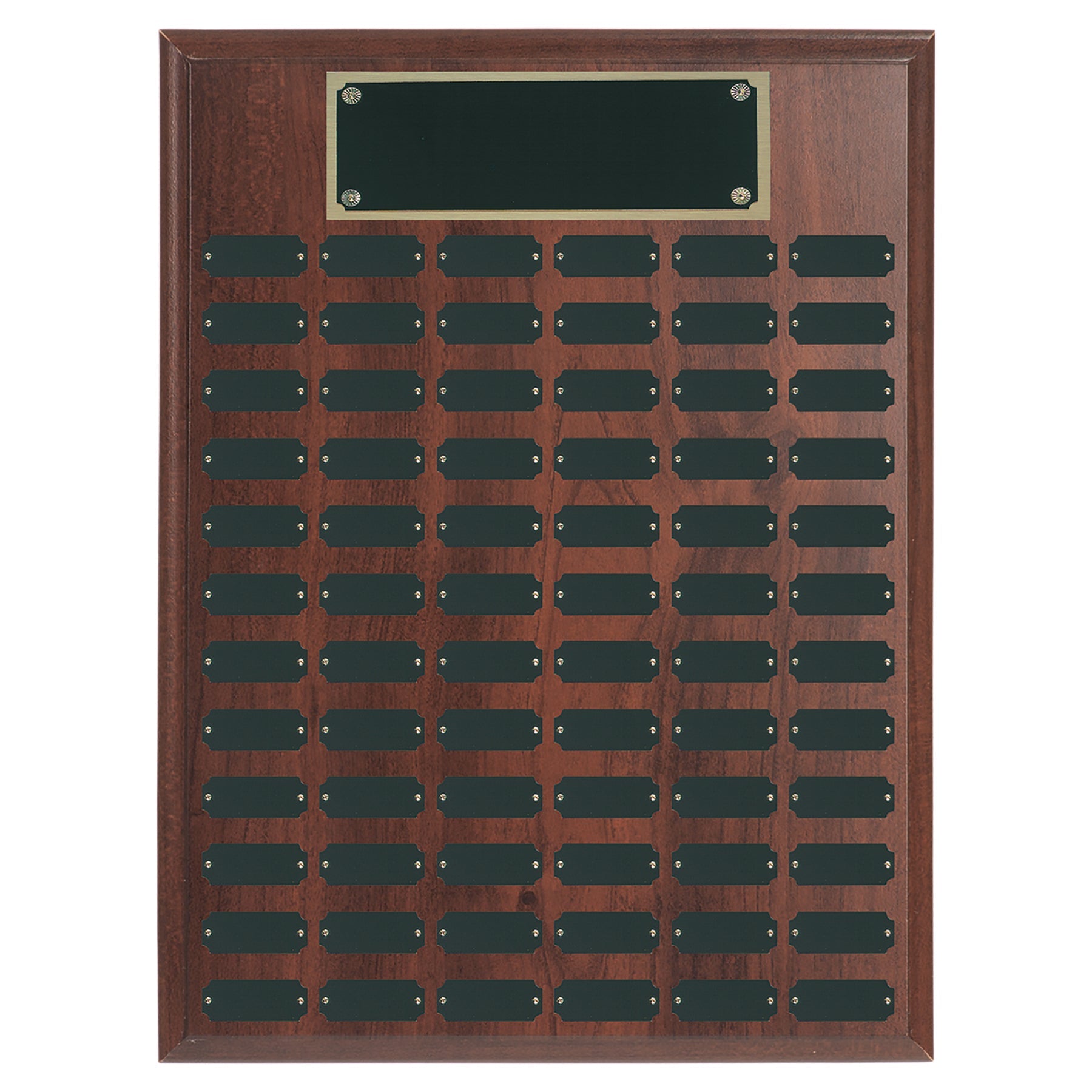 Walnut Completed Perpetual Plaque, 72 Plate, Laser Engraved Perpetual Plaque Craftworks NW 