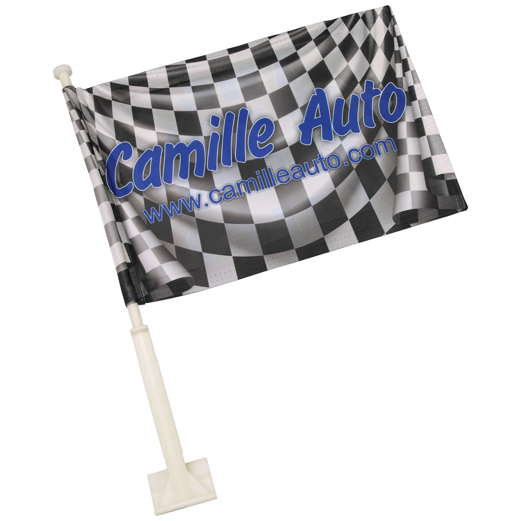 White Sublimatable Car Flag with Pole, 12" x 8", Full Color Dye Sub Car Flag Craftworks NW 