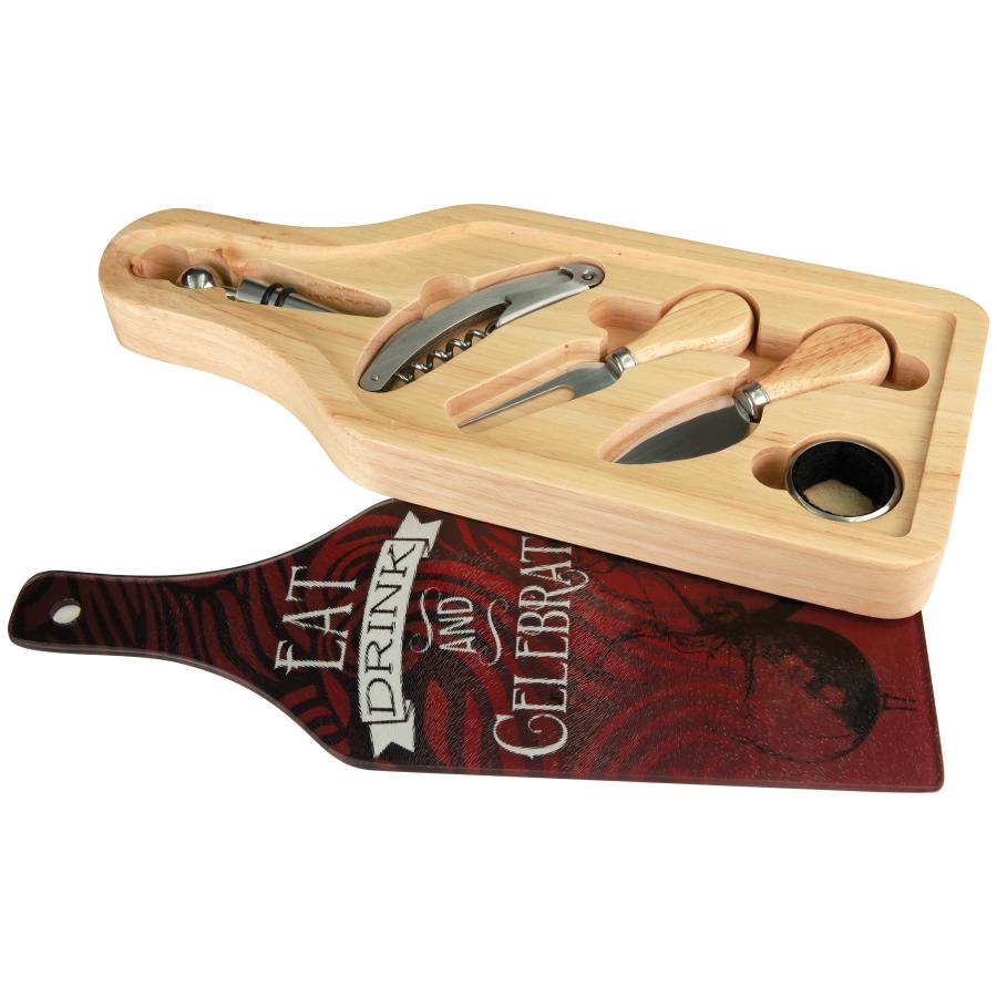 Wine and Cheese 6-Piece Set 13 1/2" x 5 1/2" - Craftworks NW, LLC