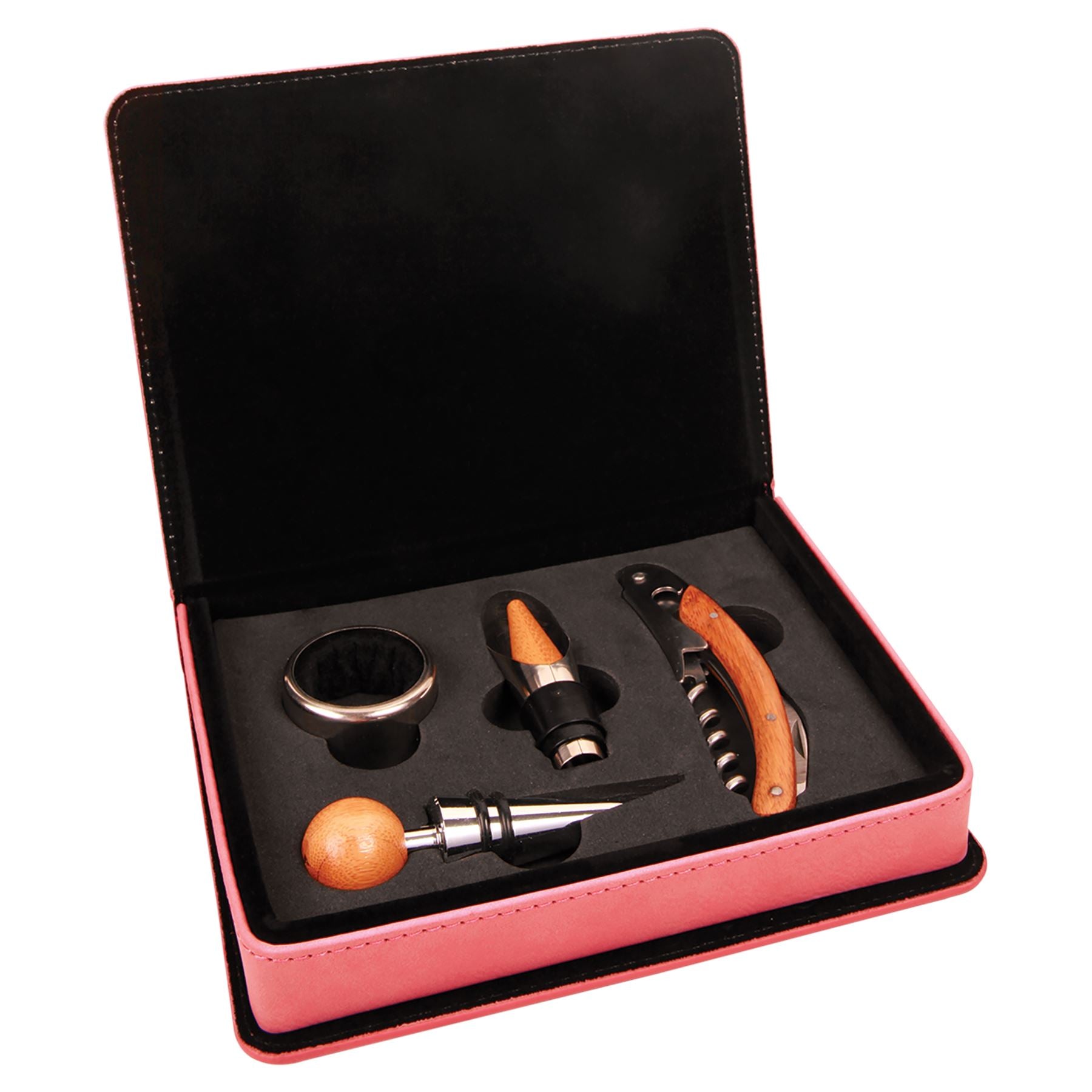 Wine Tool Set 4 Piece, Laserable Leatherette, Laser Engraved Wine Box Craftworks NW 